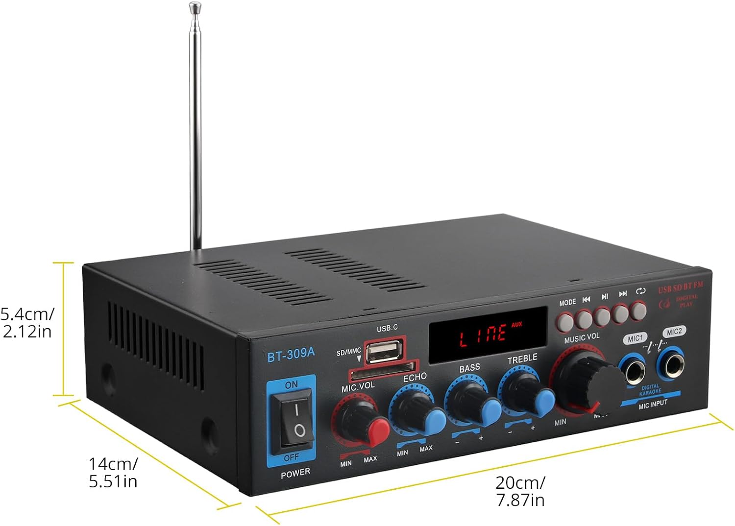 Thumbnail 5 de PROZOR 40W+40W Amplificateur stéréo Bluetooth