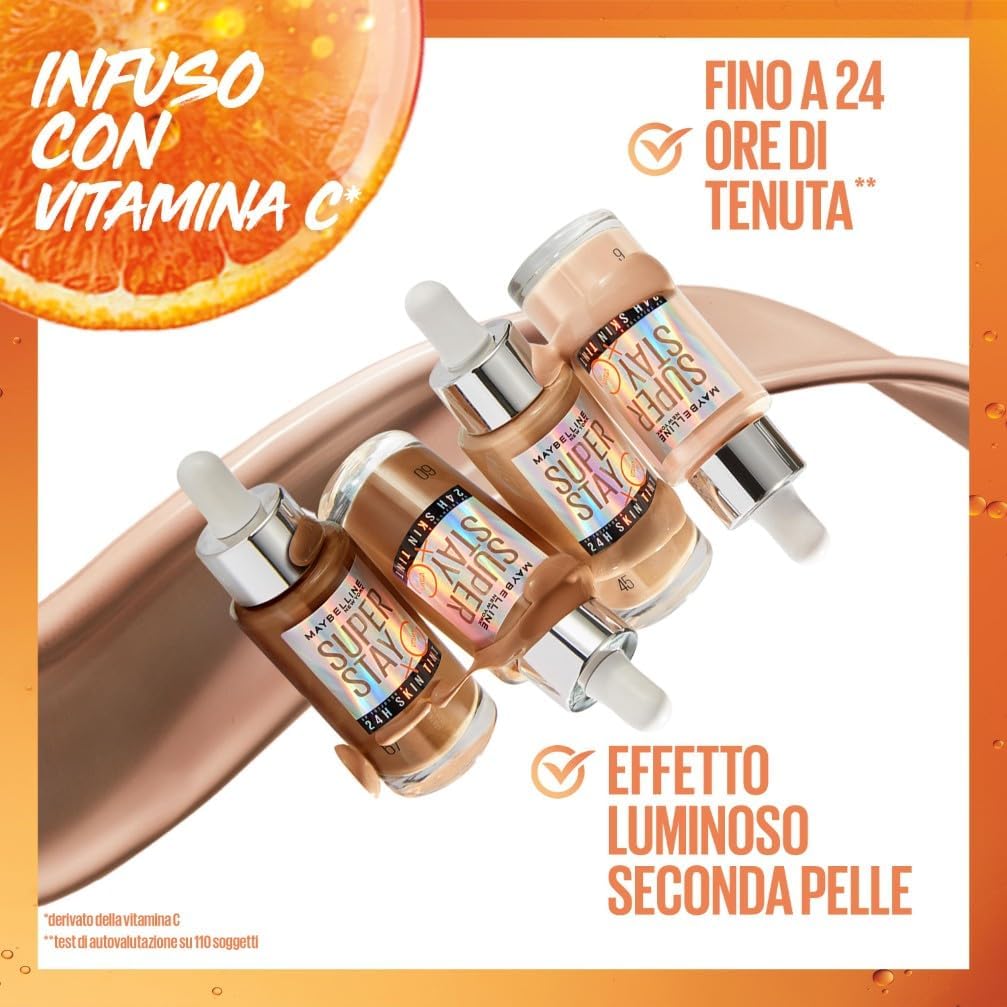 Detalle de Maybelline New York Superstay Skin Tint 10 – Fondotinta in Siero per una Pelle Luminosa