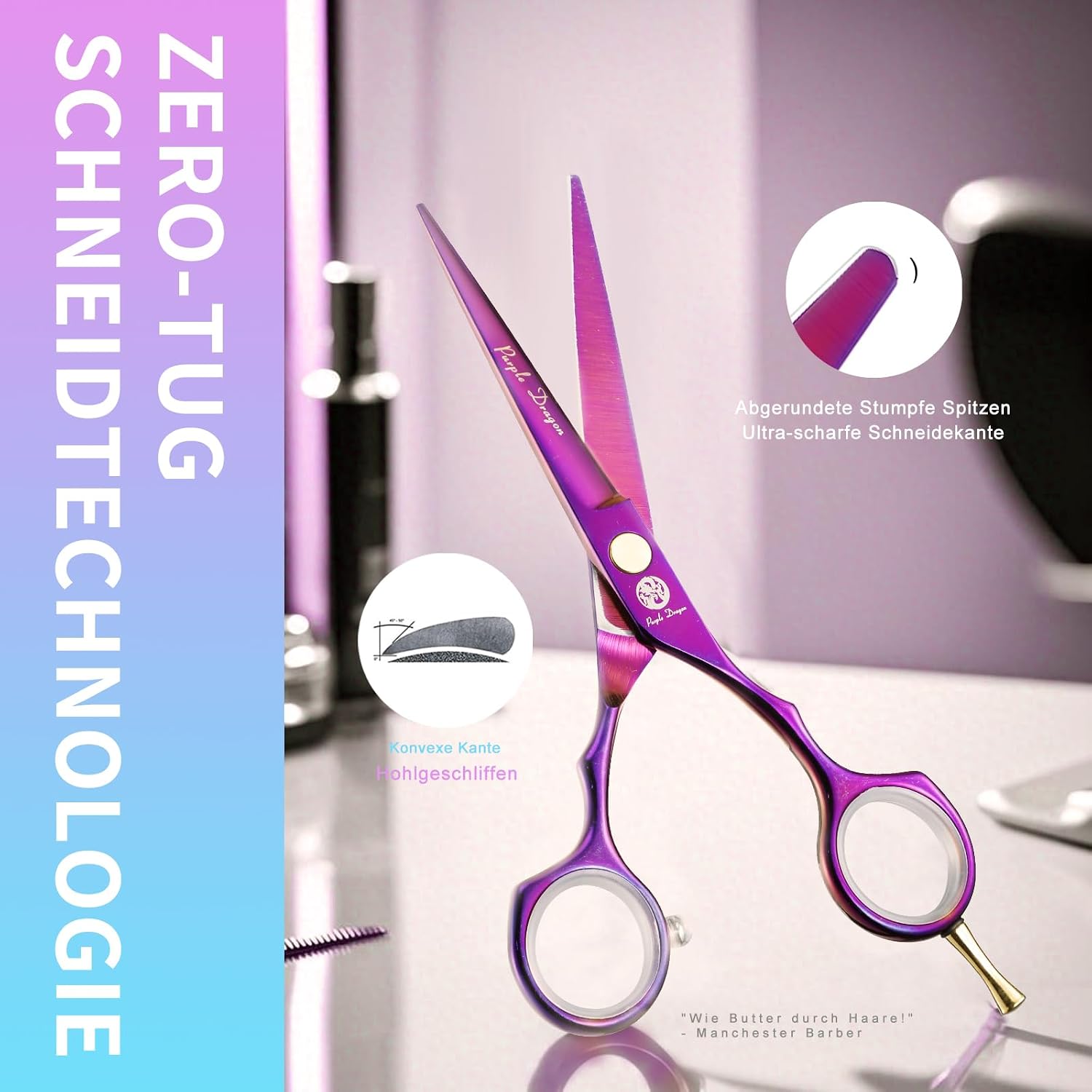 Detalle 2 de Purple Dragon Haarschere 5,5 Zoll ✂