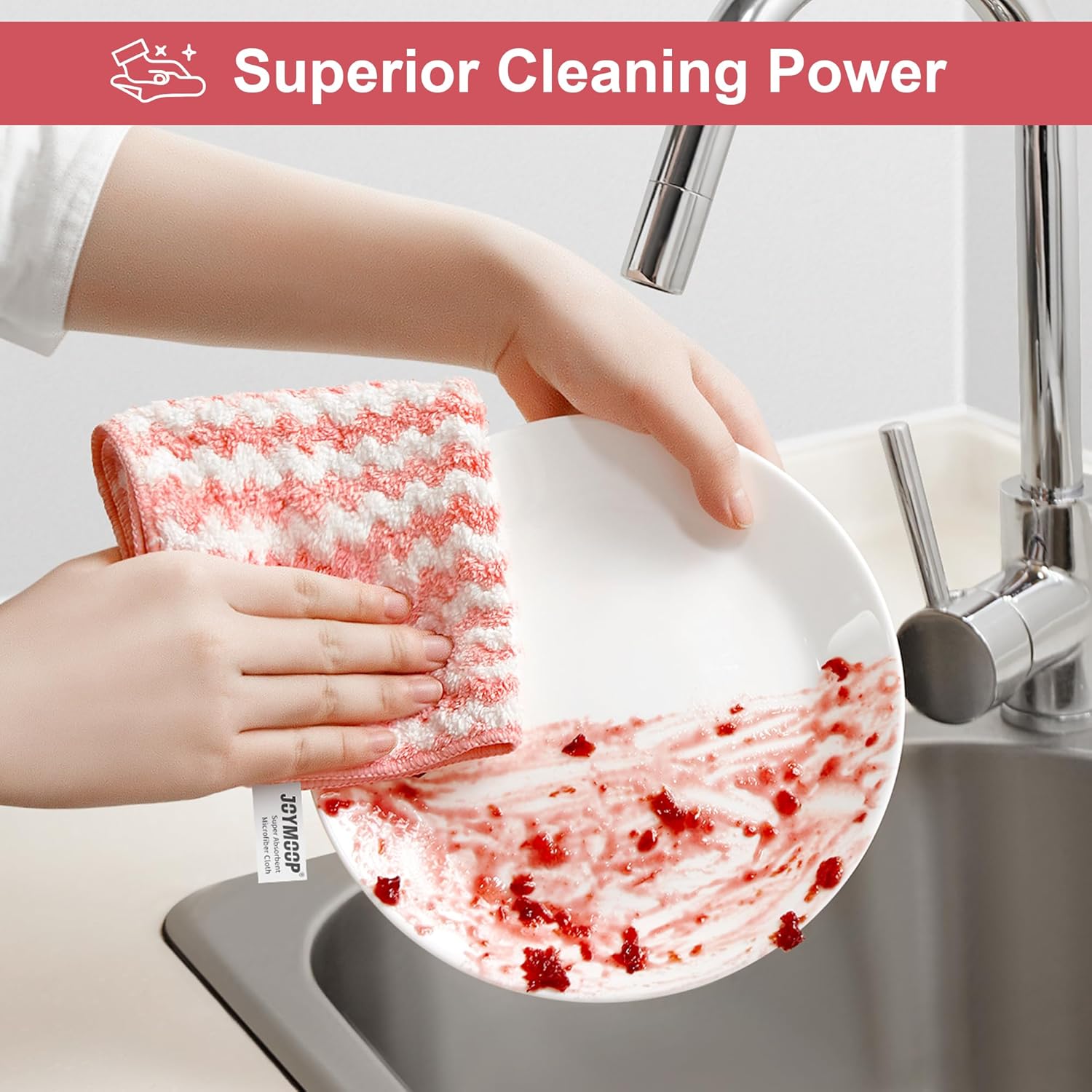 Detalle de JOYMOOP 18 Pack Microfiber Cleaning Cloths — 10 x 10 inches