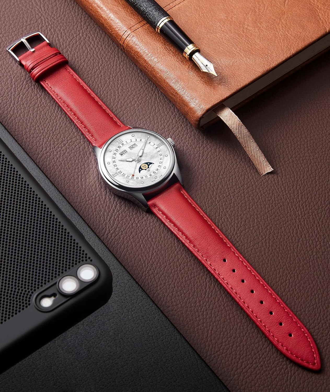 Thumbnail 3 de BINLUN leather watch strap with quick release (12–22mm) in multicolours