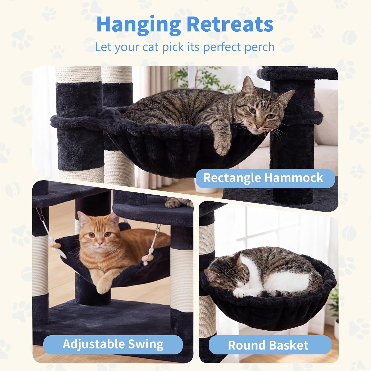 Thumbnail 6 de Heybly HCT034G 71-Inch Cat Tree with 6 Levels, Condos and Sisal Scratcher