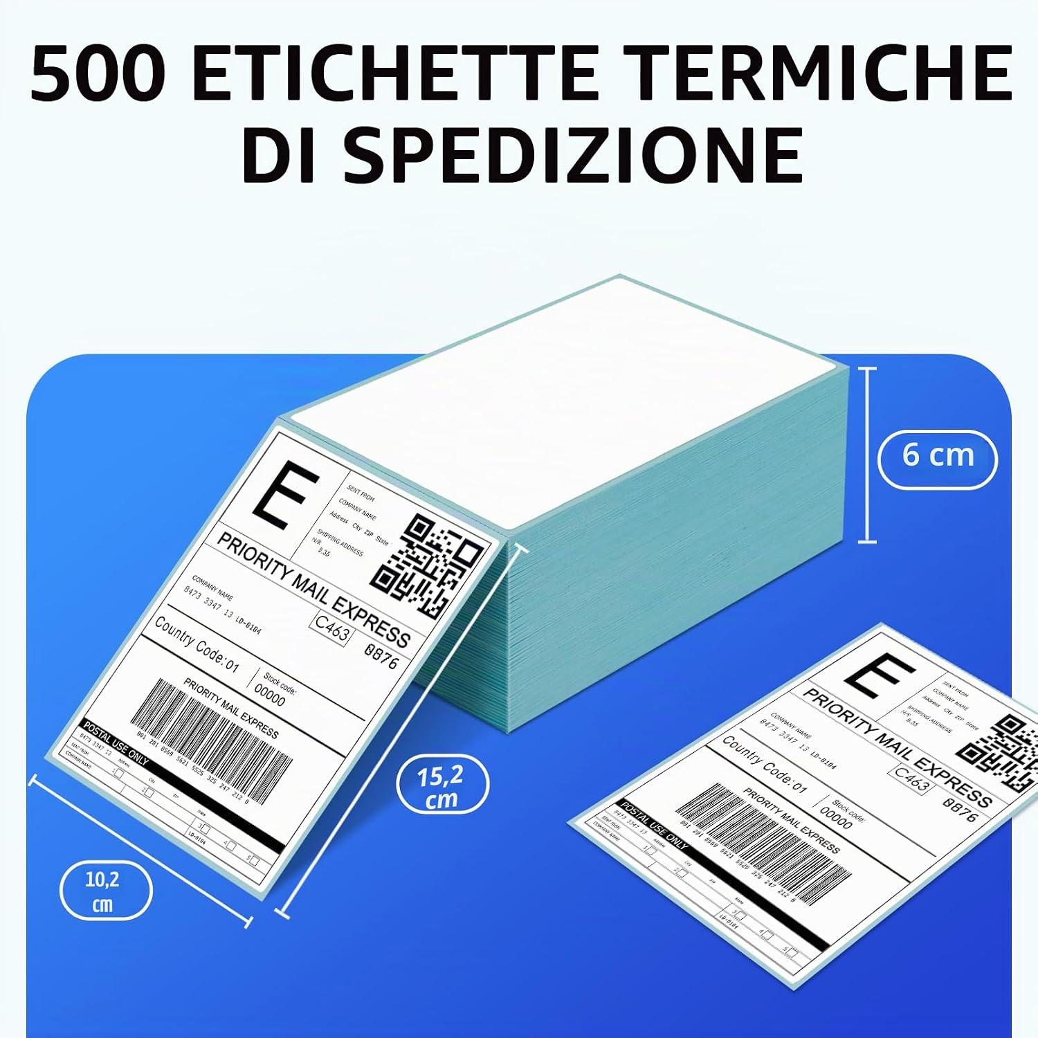 Detalle de ORGSTA Etichette Termiche Autoadesive 10,2 x 15,2 cm (4" x 6"), 500 pezzi – etichette di spedizione per stampanti termiche