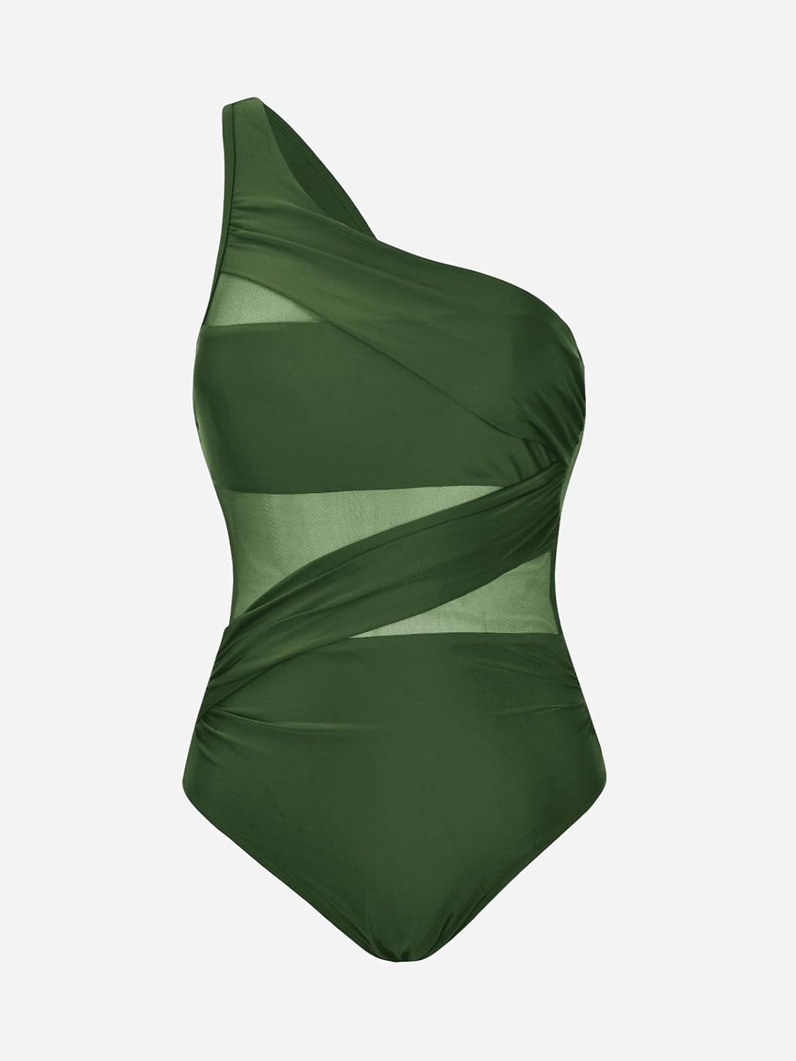 Detalle de CUPSHE Damen Badeanzug One-Shoulder mit Mesh-Einsätzen und Bauchkontrolle