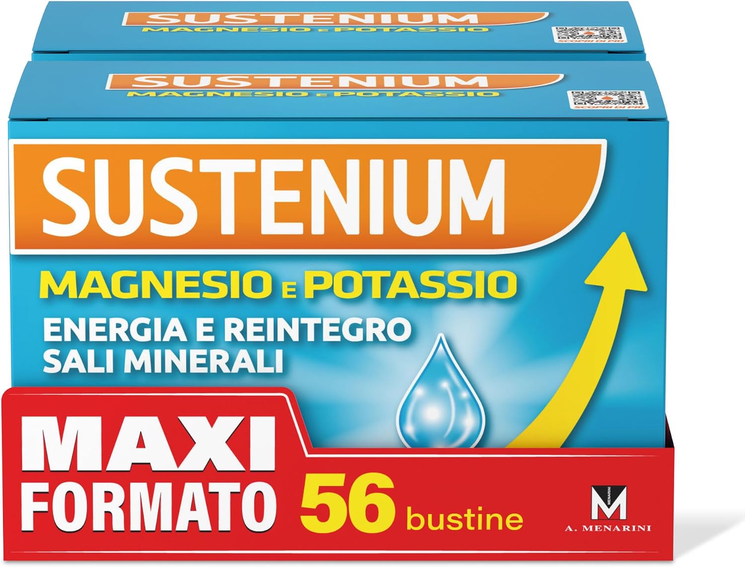 Detalle de Sustenium Magnesio e Potassio con Vitamina C – 56 bustine autosolubili al gusto arancia