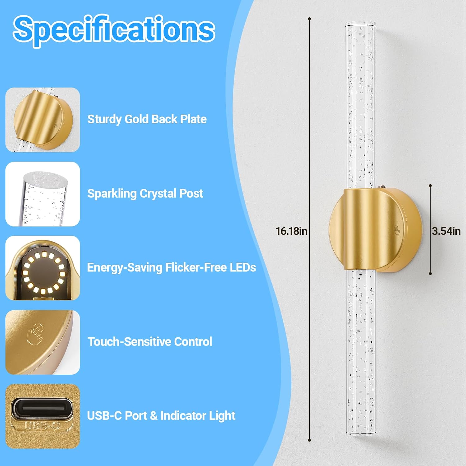 Thumbnail 6 de Wireless Wall Sconces in Gold