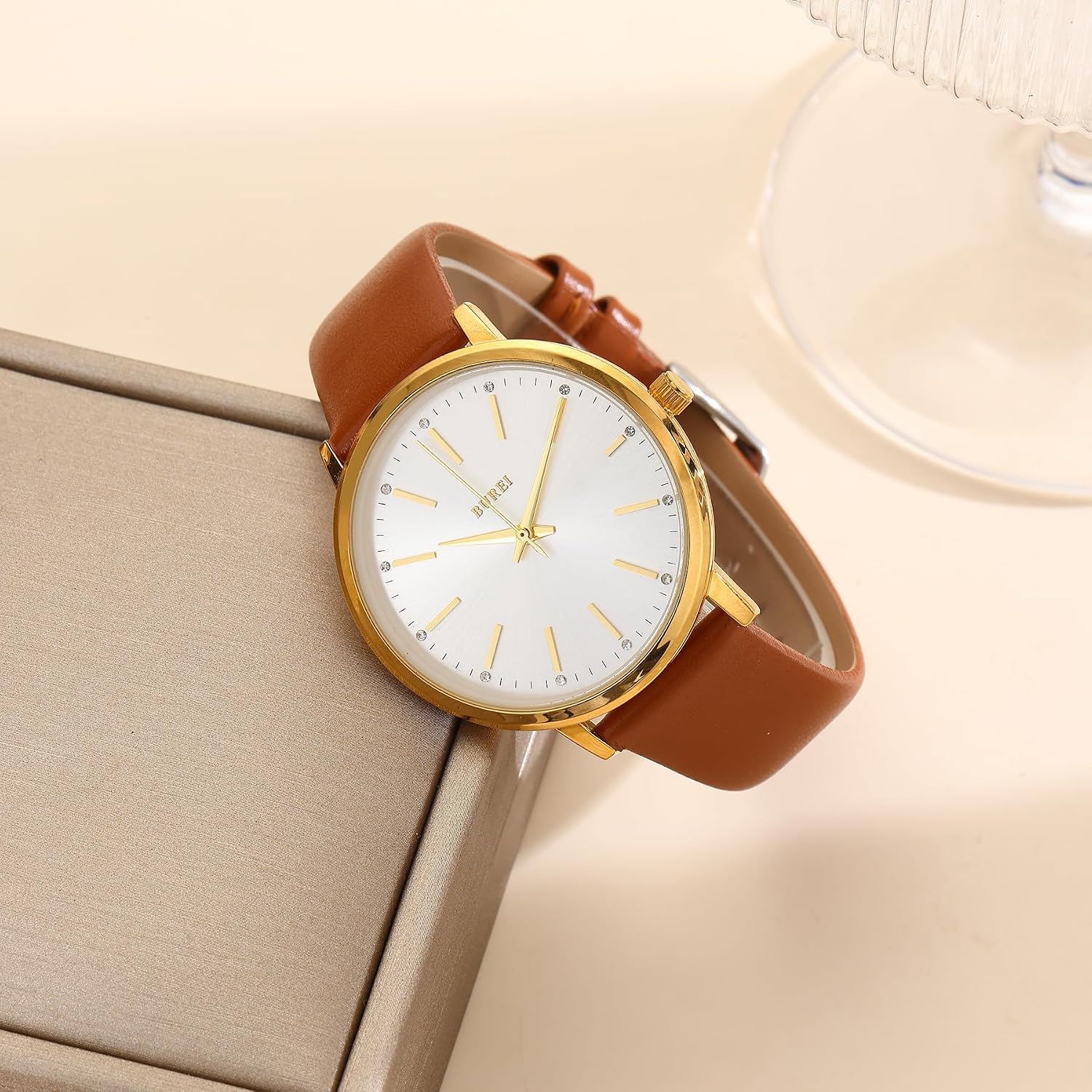 Detalle 2 de BUREI Damen Uhr Minimalistisch Analog Quarz