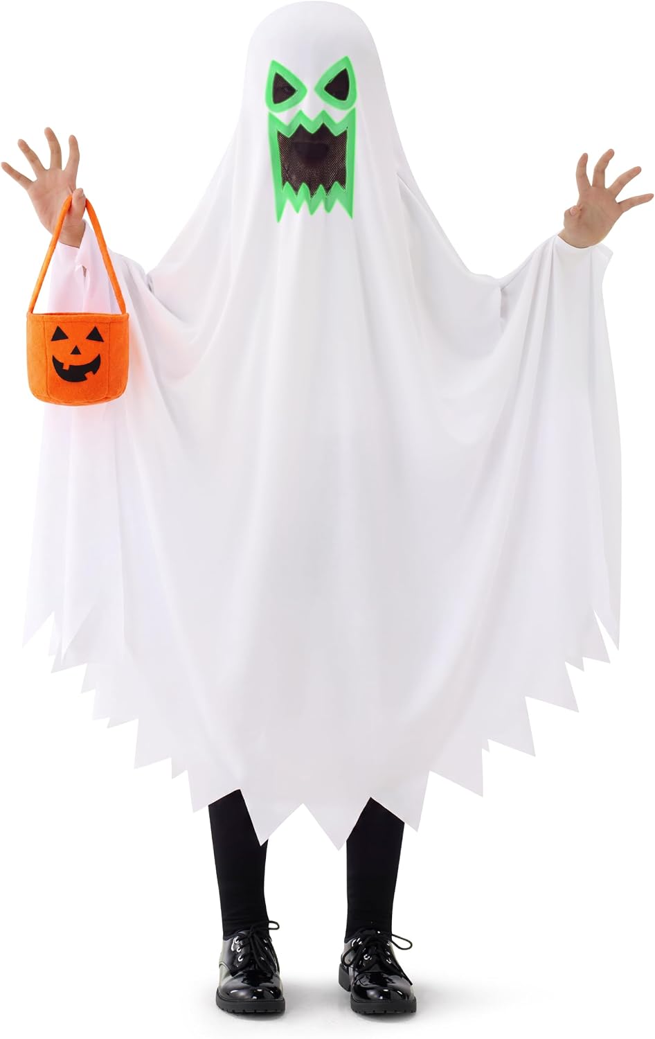 Detalle de Spooktacular Creations Kids’ Ghost Costume with Pumpkin Basket