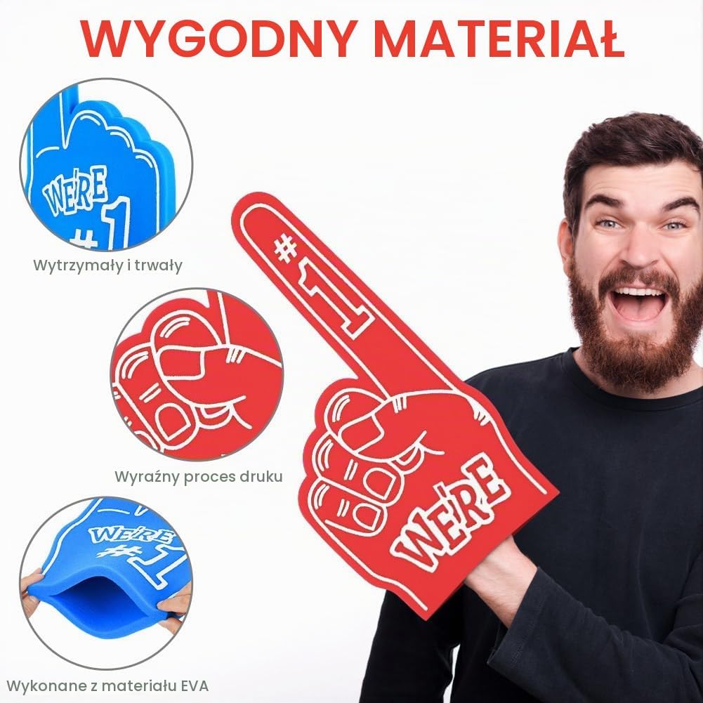 Detalle de Aolso EUV8-ZWSZ-RB-FBA – gigantyczne piankowe palce kibica, 2 sztuki