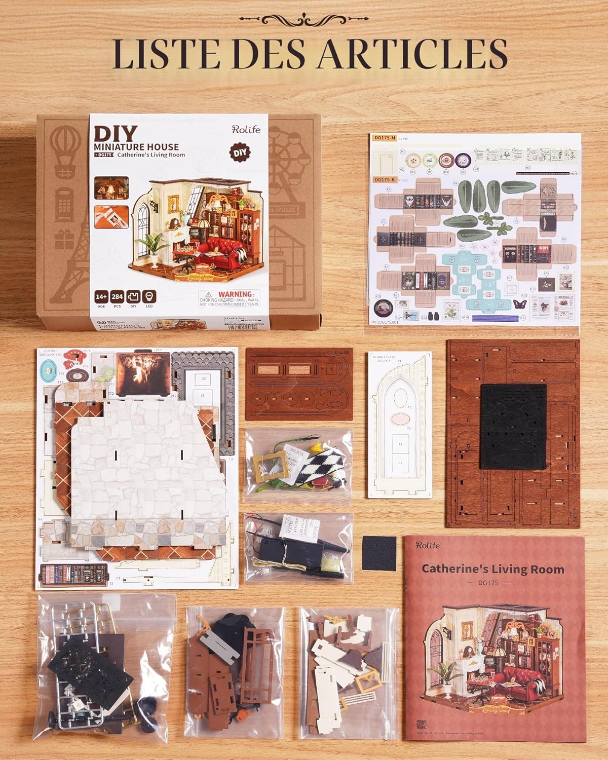 Thumbnail 6 de Rolife Maison de Poupée Miniature « Le Salon de Catherine » Kit de modèle en bois à construire