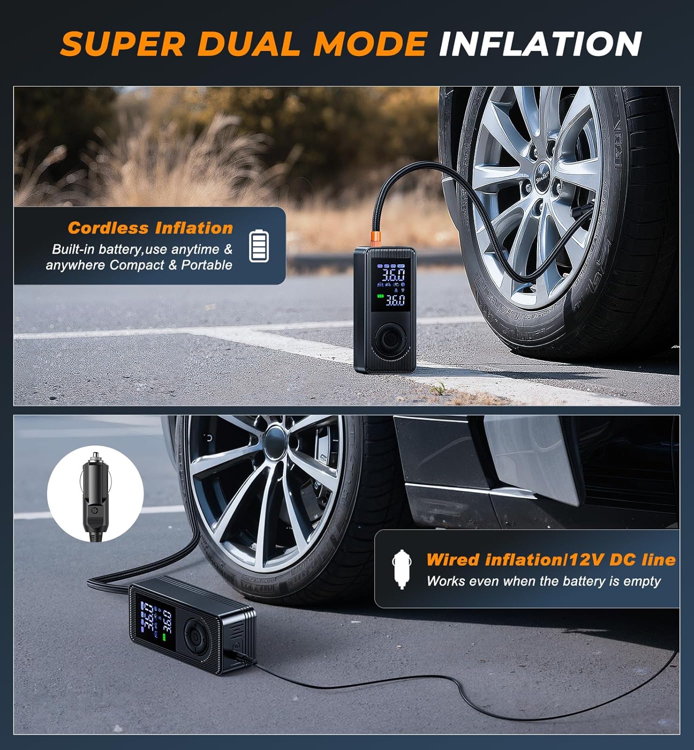Thumbnail 1 de Fshyos Tyre Inflator 150PSI Portable Pump