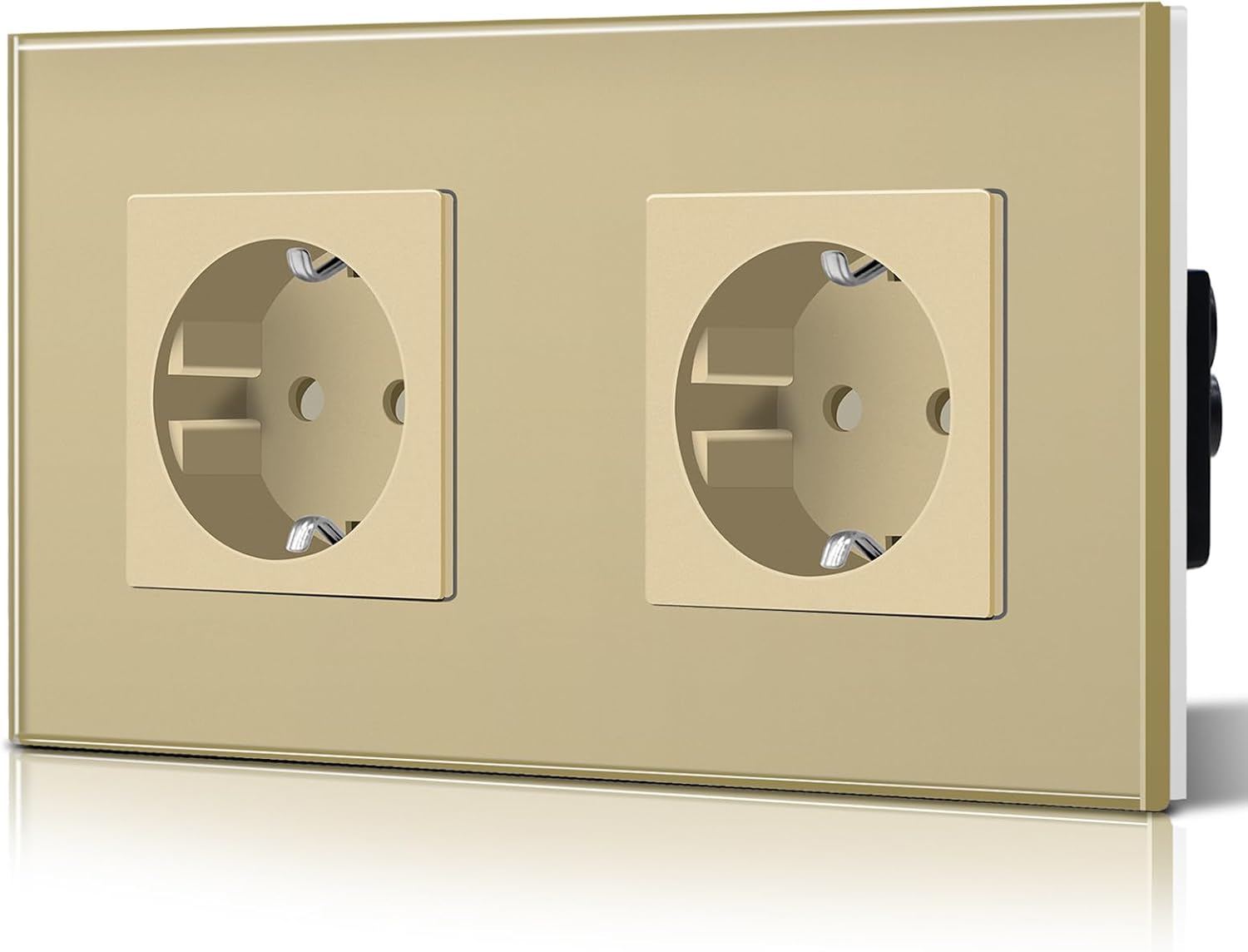 Detalle de BSEED 2-voudig Schuko-stopcontact van kristalglas, goud, 16 A