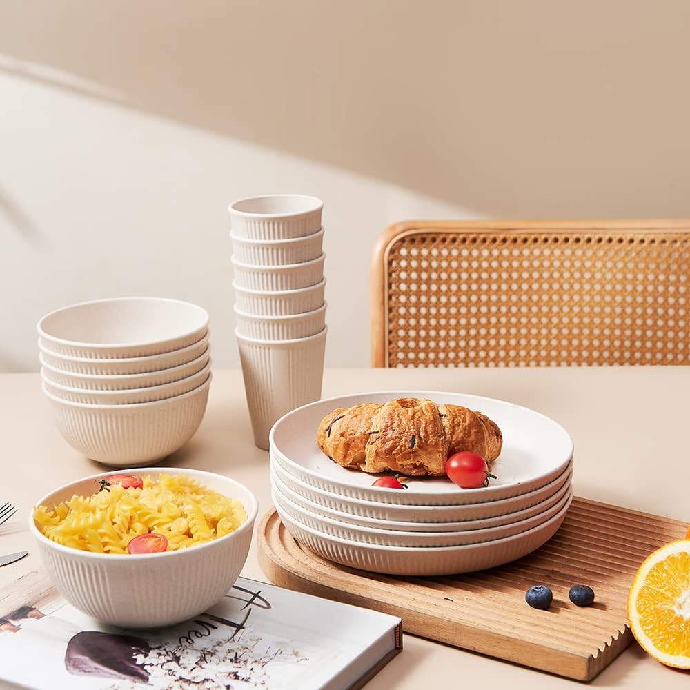 Thumbnail 1 de HXYPN 18pcs Wheat Straw Dinnerware Set, Unbreakable 🍽
