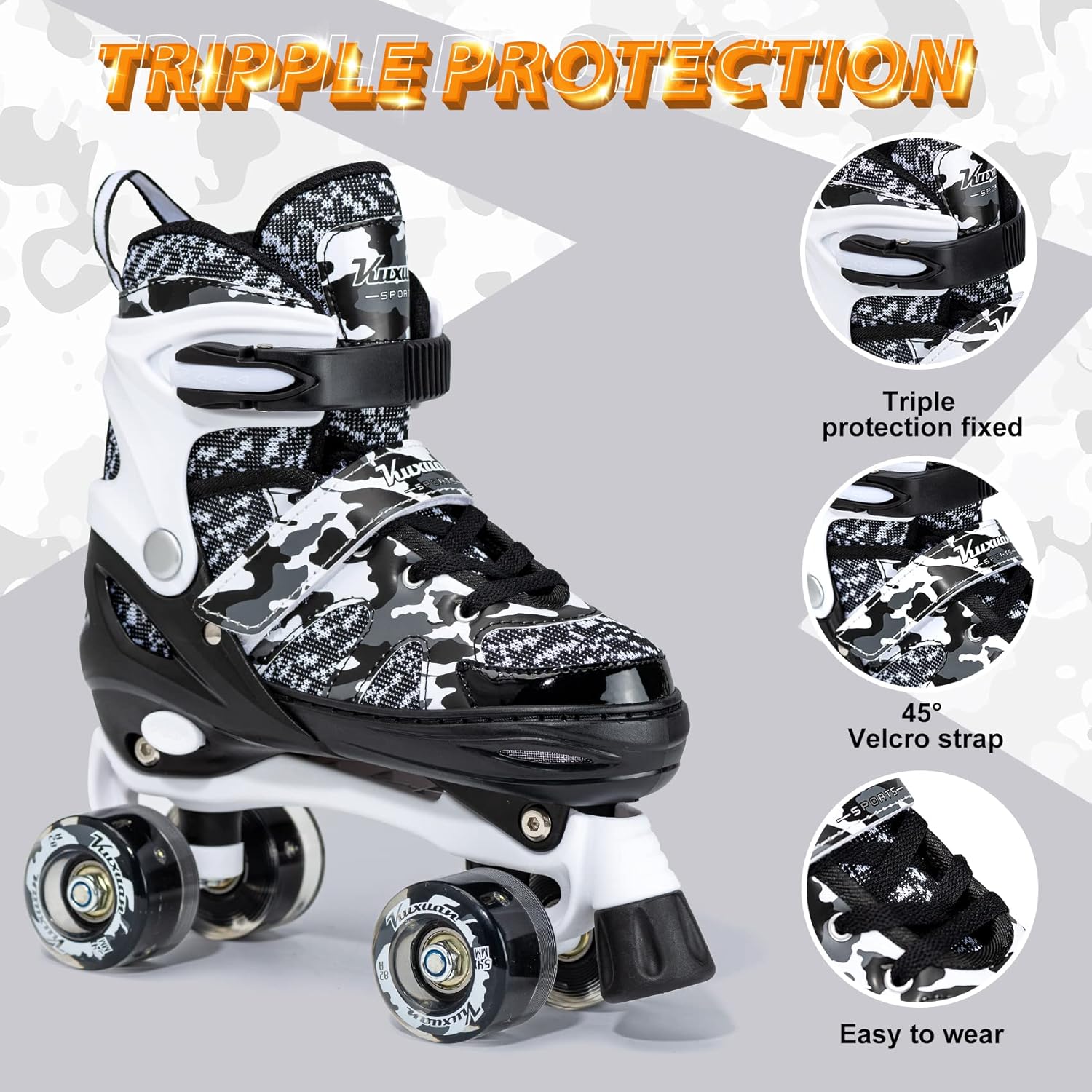 Thumbnail 2 de Kuxuan Camo Adjustable Roller Skates for Kids with Light-Up Wheels (Adjustable for 4 Sizes)