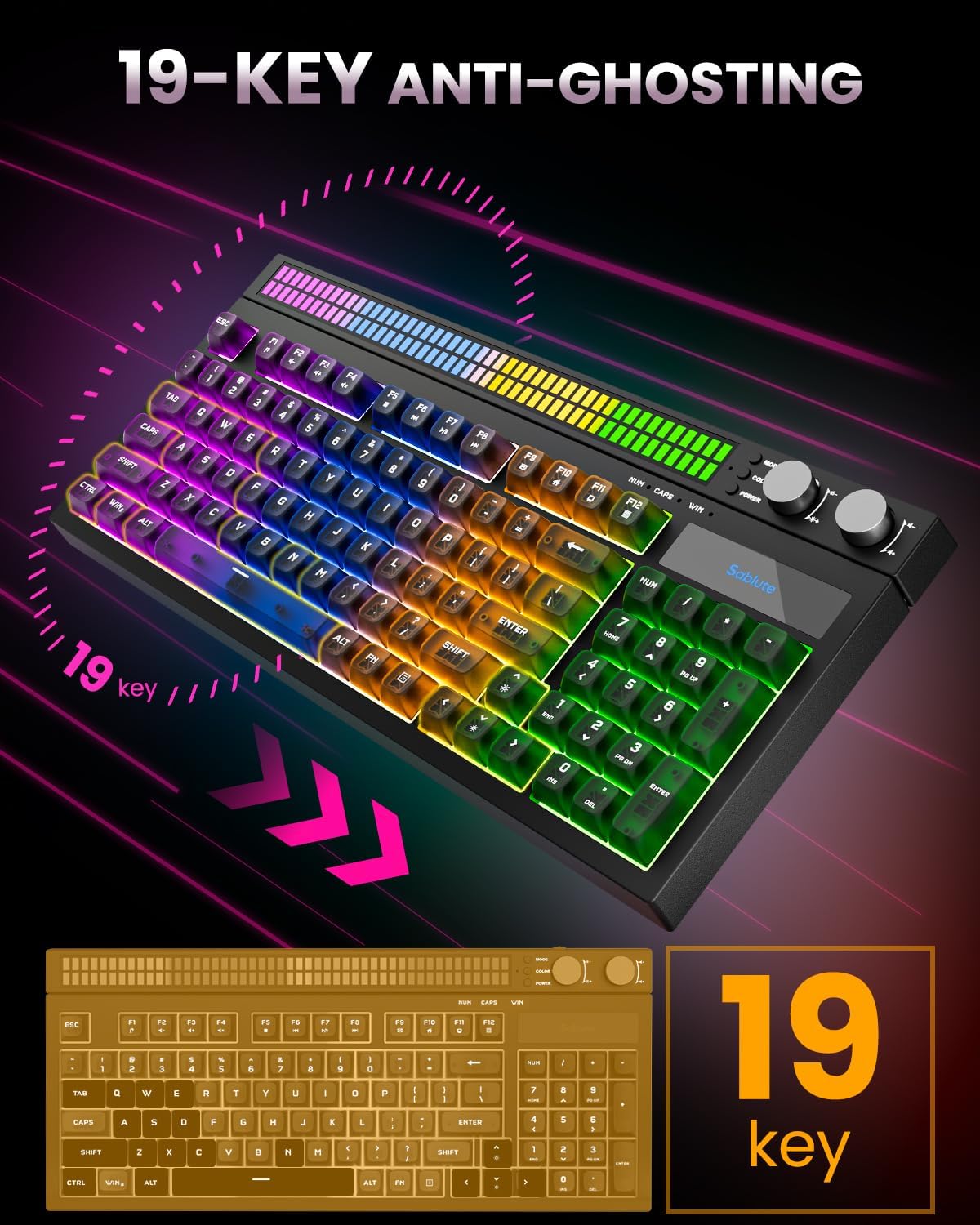 Thumbnail 6 de SABLUTE Quiet Gaming Keyboard 94-Key 🧩