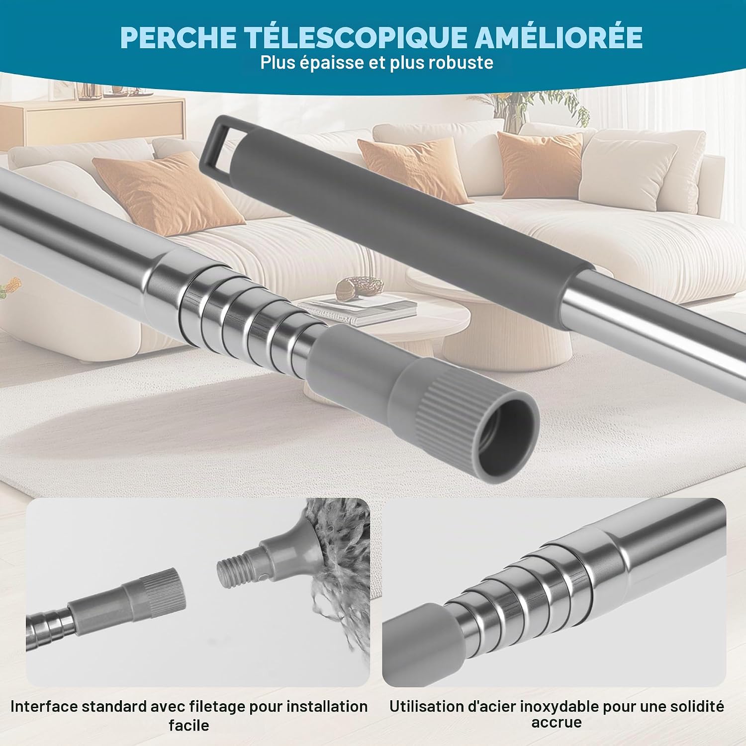 Detalle 1 de LIAILA KM-chuchenqi telescopische plumeau, 245 cm, wasbaar microvezel en chenille