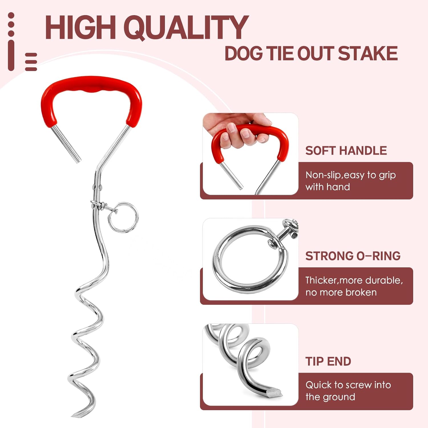 Detalle de Dog Tie Out Stake and Run Cable, 6m Long Lead with Yard Stake for Camping & Beach