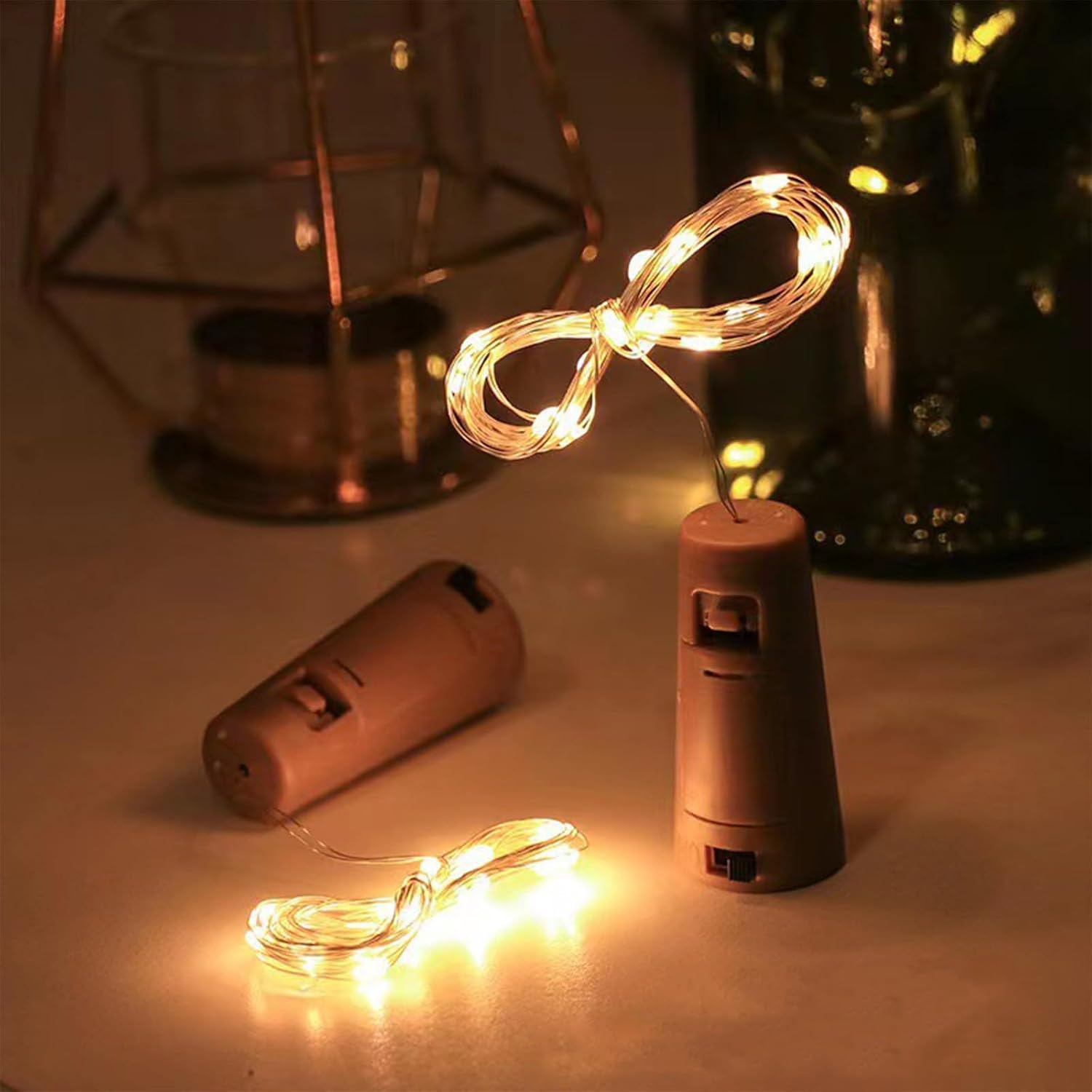 Detalle 2 de KOBOKO 12er LED-Flaschenlicht als Lichterkette (Flaschenkorken), warmweiß, je 2 m / 20 LEDs