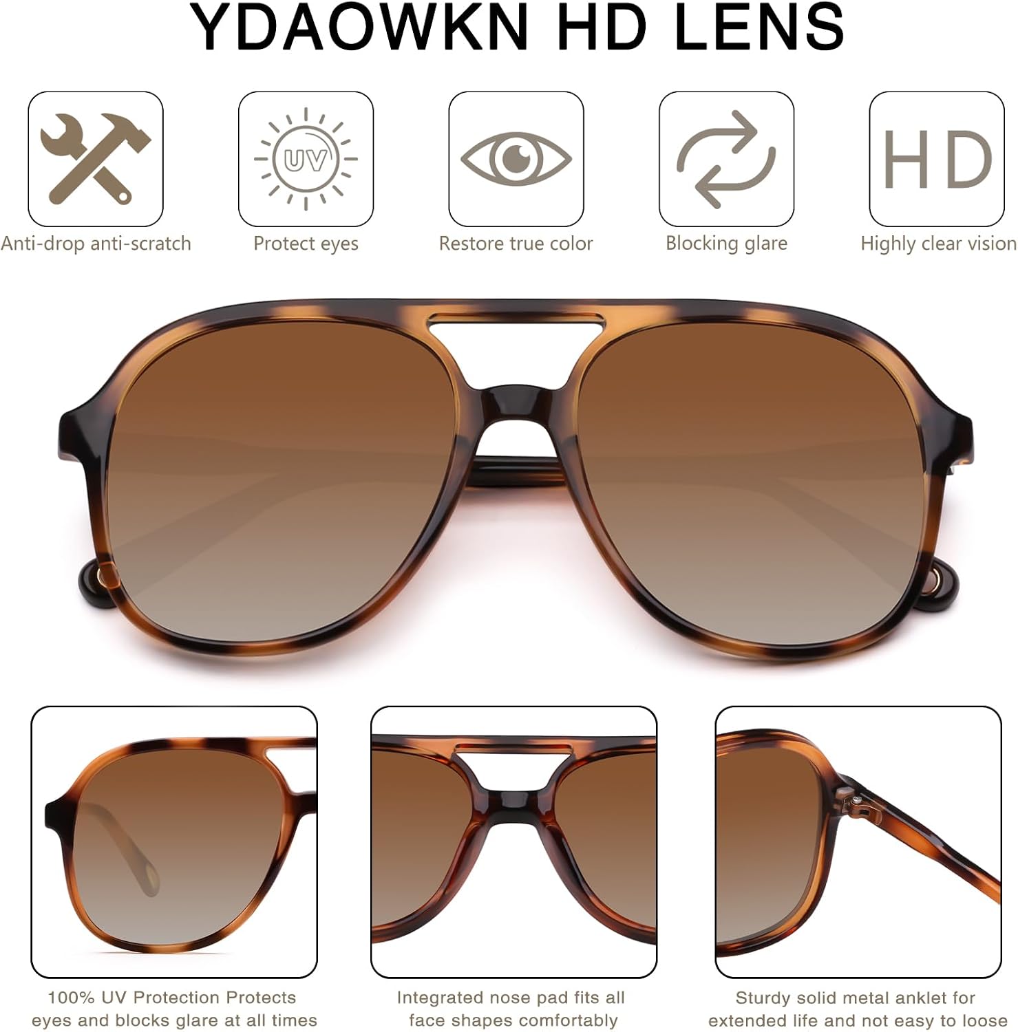 Thumbnail 2 de YDAOWKN Aviator Sunglasses 55 mm
