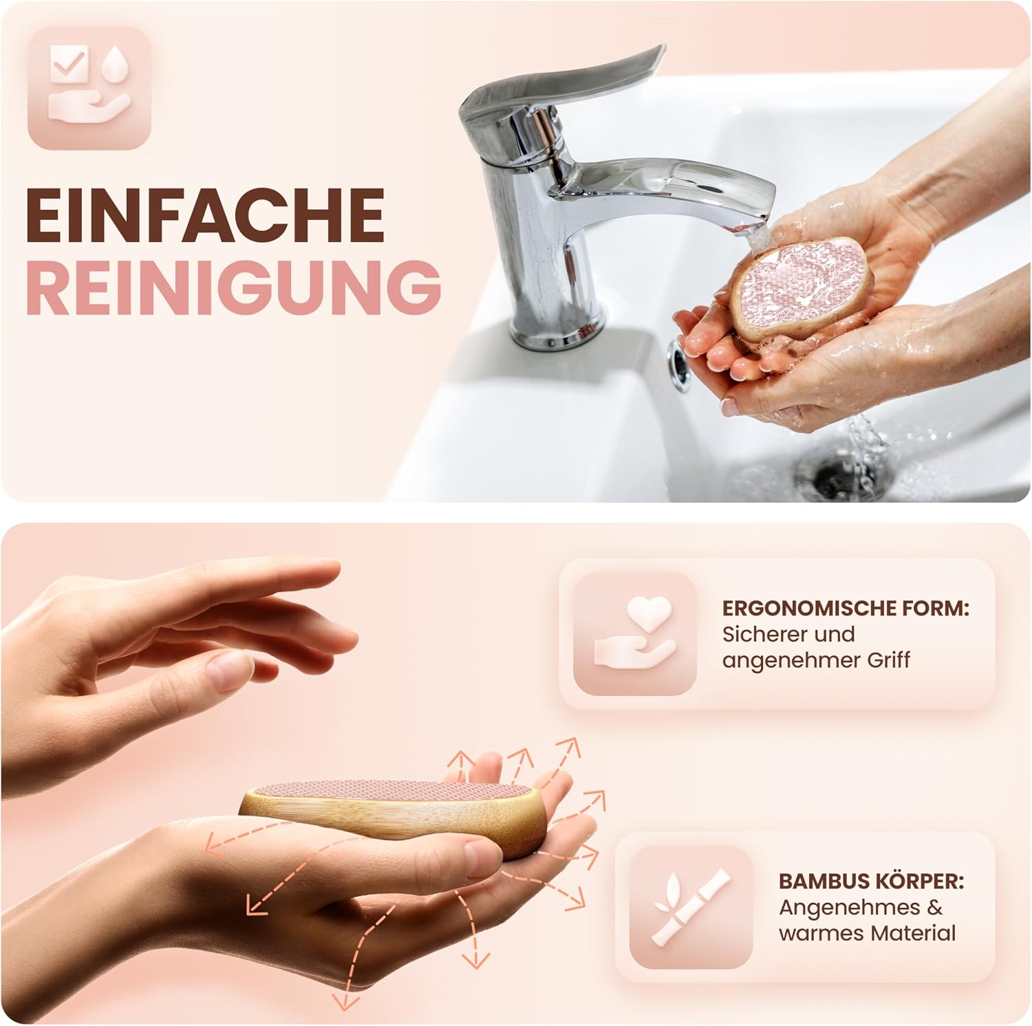 Detalle de BAMBUA Hornhautentferner – 100% Anti-Hornhaut Effekt, Nano Glas, Bambusgriff, nachhaltige Pediküre