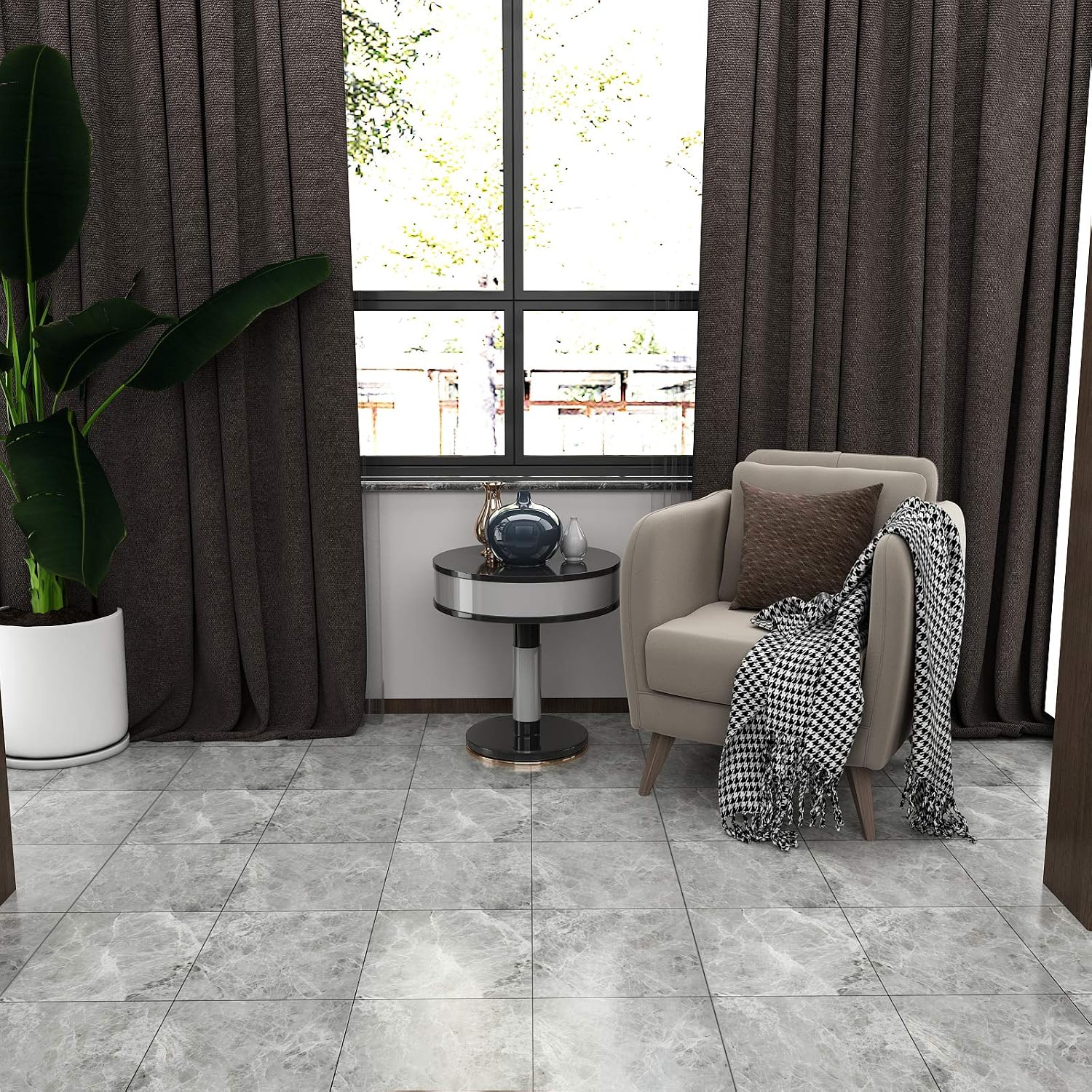 Thumbnail 2 de VEELIKE Grey Concrete Floor Tiles 30 cm