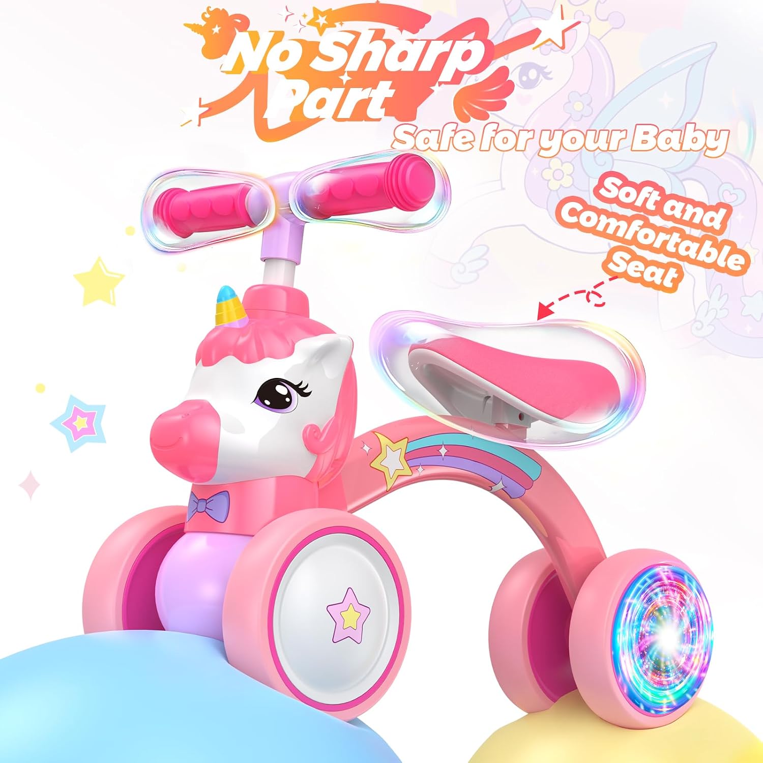 Thumbnail 6 de Dromlag Unicorn Balance Bike 1–2 Years: 2 Wheels, Lighting Ride-On for Toddlers