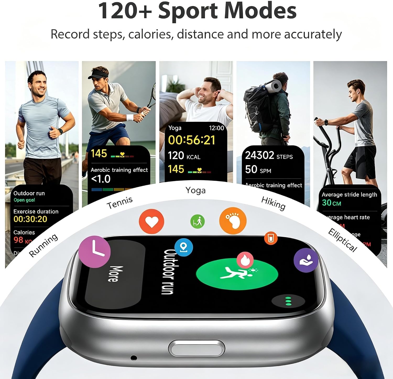Thumbnail 3 de Alexa Smart Watch for Men and Women with 1.83" HD Display, Bluetooth 5.3, 110+ Sports, IP68 — Health & Activity Tracker