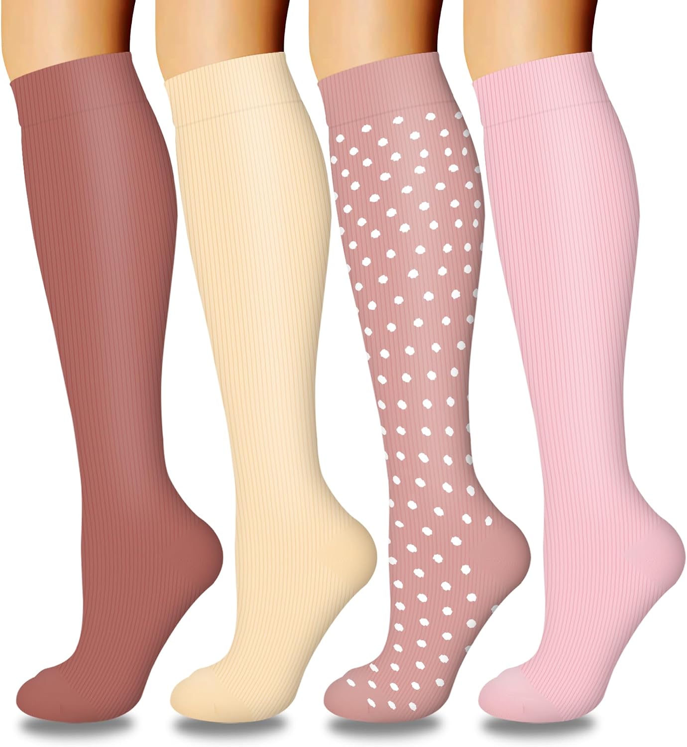 Detalle de Laite Hebe 4 Pairs Compression Socks for Women & Men (15-20 mmHg) — All-Day Support for Nurses, Runners, and Busy Hands