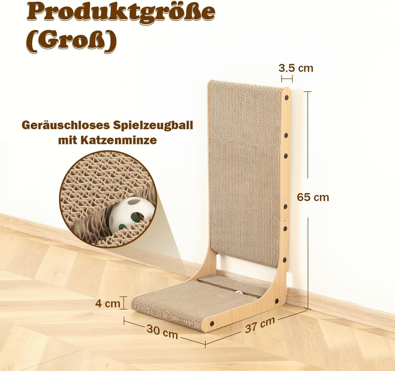 Thumbnail 3 de Zakkart 2er-Set Kratzbrett für Katzen (65 cm hoch) – L-förmiger Karton-Kratzbaum für Wand und Couch