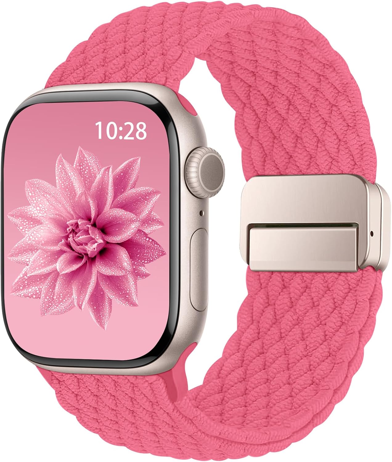 Detalle de Yoohoo Braided Nylon Elastic Magnetic Snap Strap for Apple Watch (38–49mm)