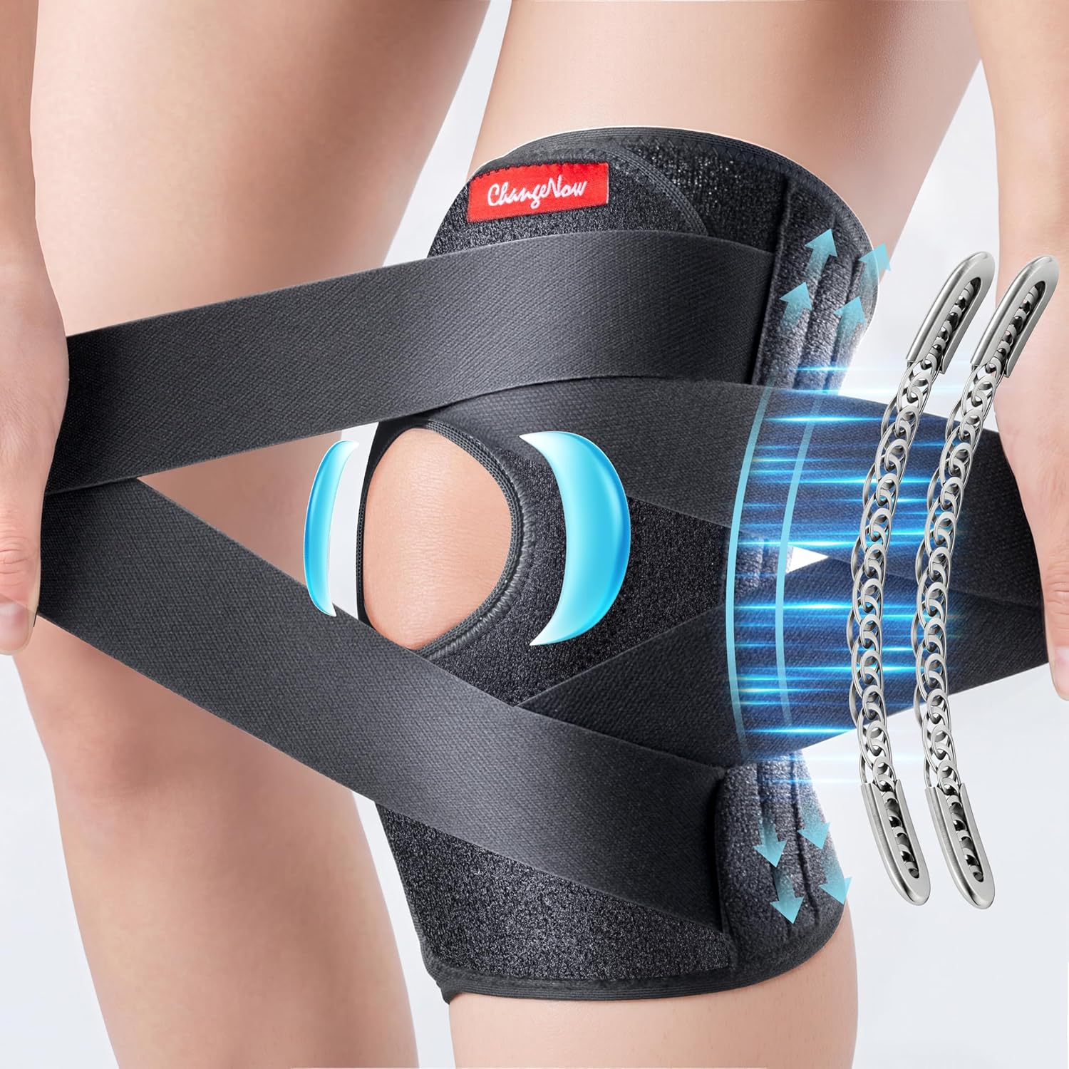 Detalle de Medical-Grade Knee Brace for All: Adjustable, Anti-Slip Support with Side Stabilizers