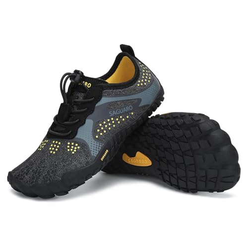 Detalle de SAGUARO Niños Barefoot: Zapatillas Niña Minimalistas Transpirables, Negro, Talla 26