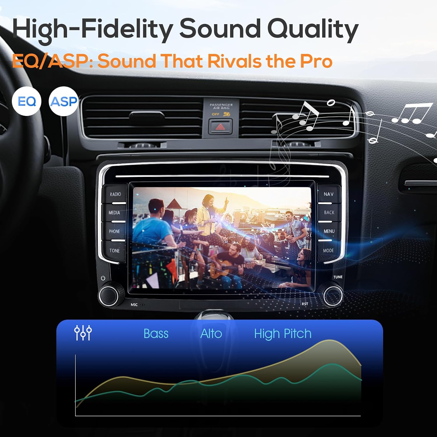 Detalle 1 de Haudio CVD7495-AJ 2-DIN Car Stereo, 7-inch IPS, Wireless CarPlay & Android Auto