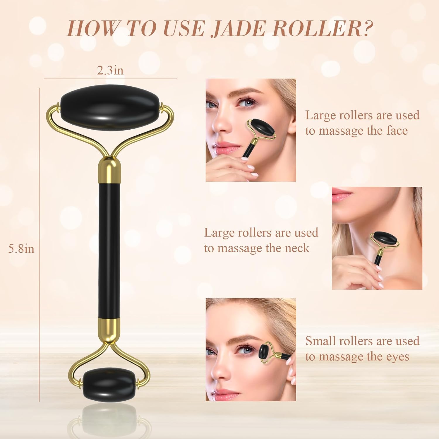 Thumbnail 2 de Jade Roller and Gua Sha Set, Natural White Jade