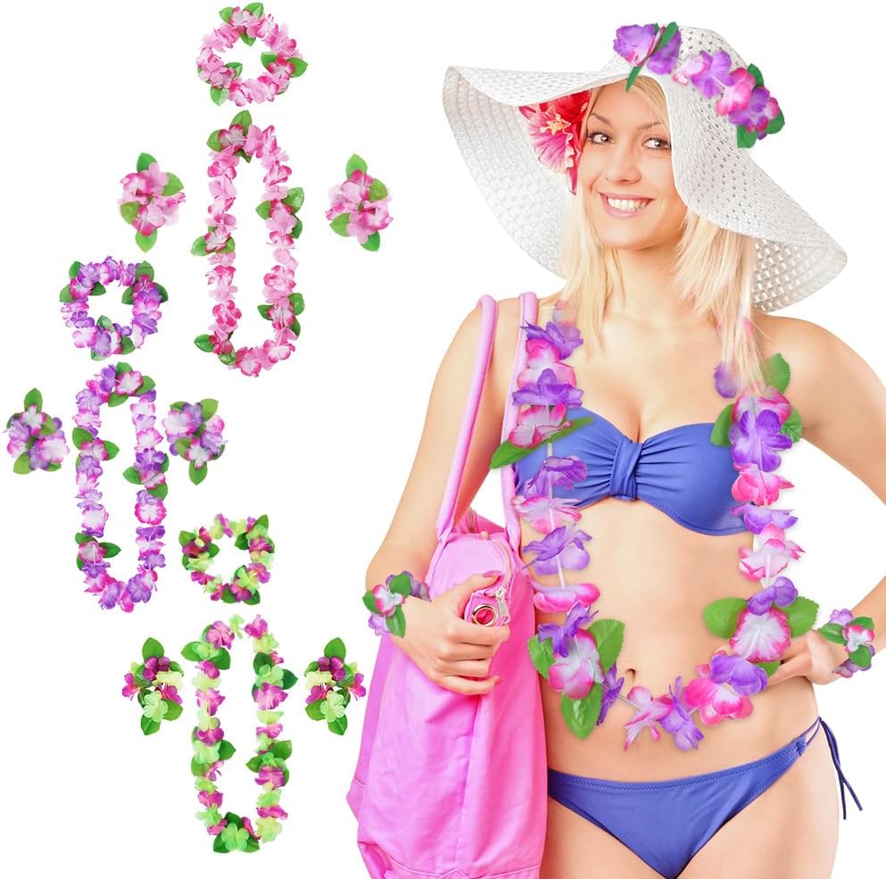 Thumbnail 6 de Ensemble de Colliers Hawaïens Aomig – Guirlande colorée avec bandeau et bracelets