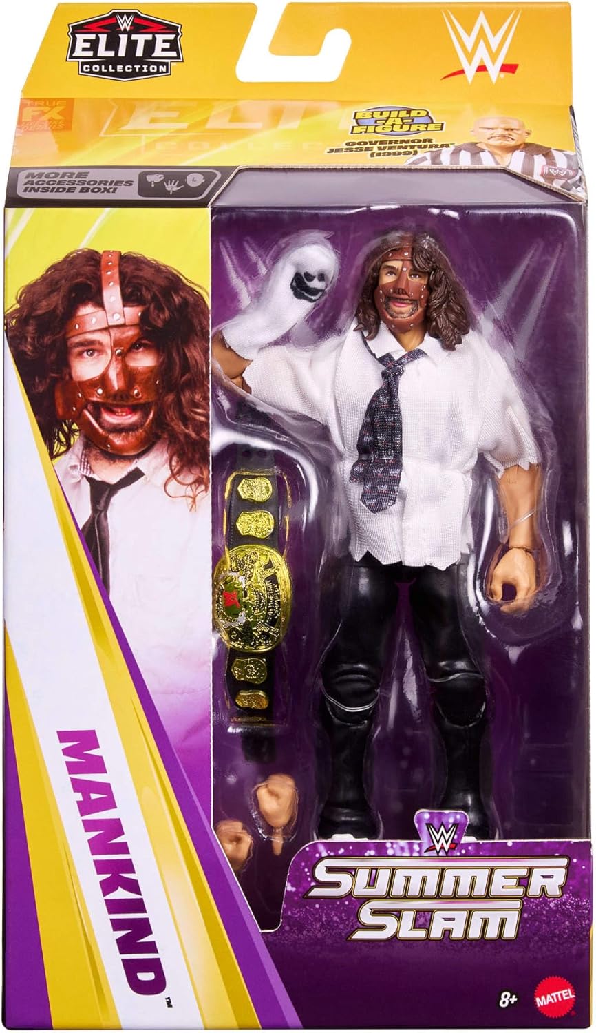 Detalle de Mattel WWE Elite Collection: Mankind-Set aus Premium Live Events – SummerSlam-Serie mit Jesse The Body Ventura (JHX81)
