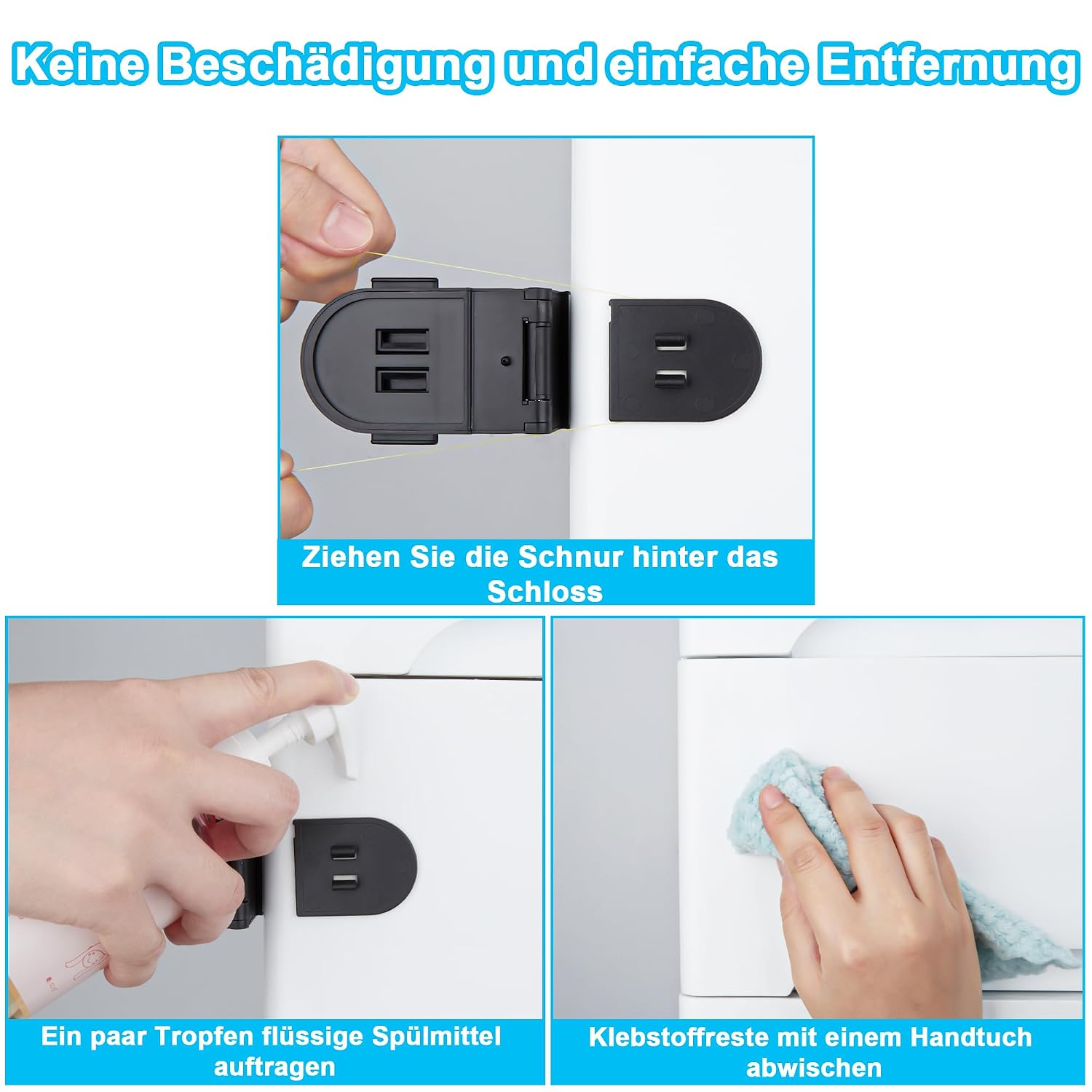 Thumbnail 6 de REDTRON Kindersicherung Schrank Schwarz 4er Pack