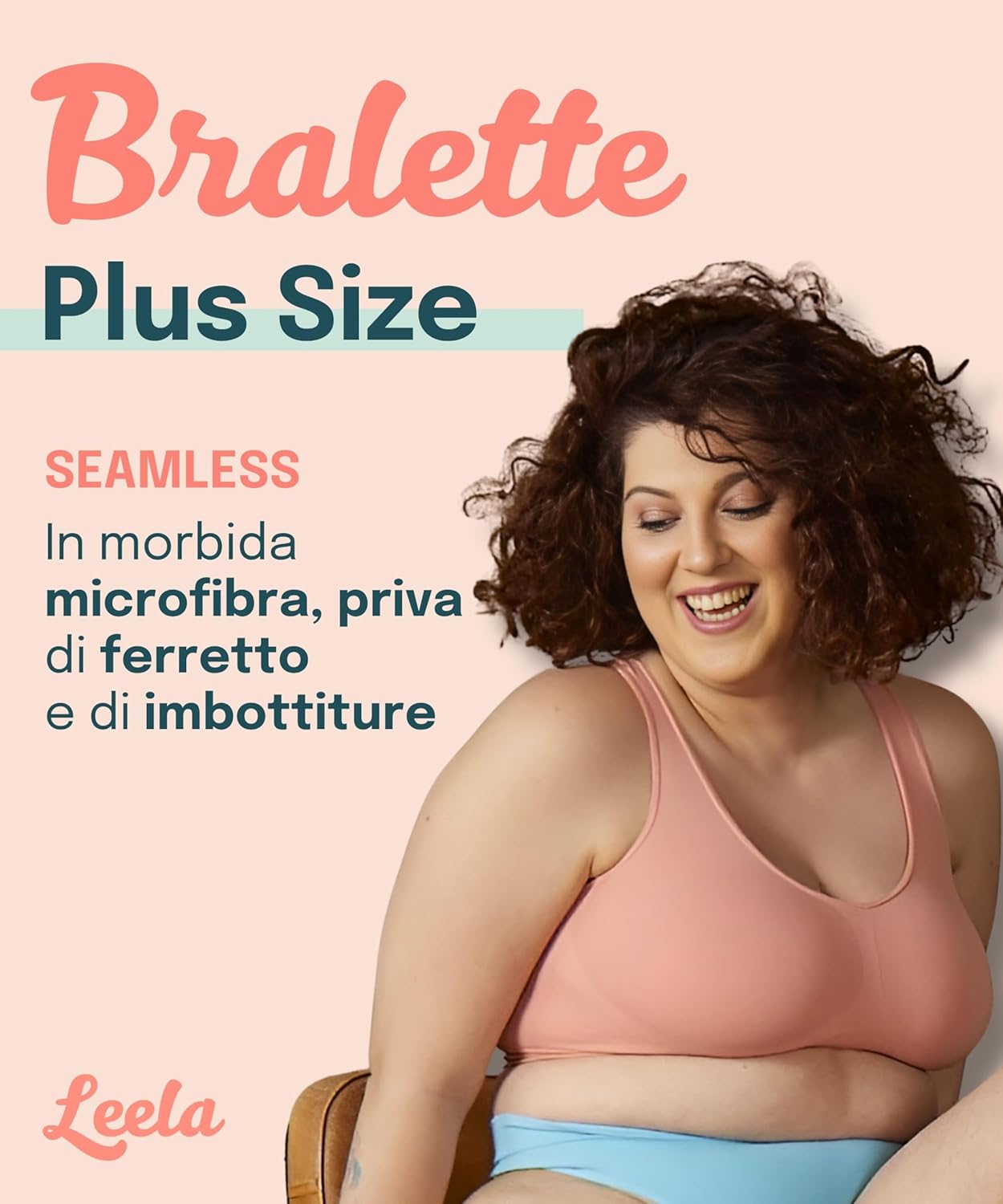 Thumbnail 1 de LEELA LAB Bralette Donna Taglie Forti - senza ferretto, seamless, Made in Italy