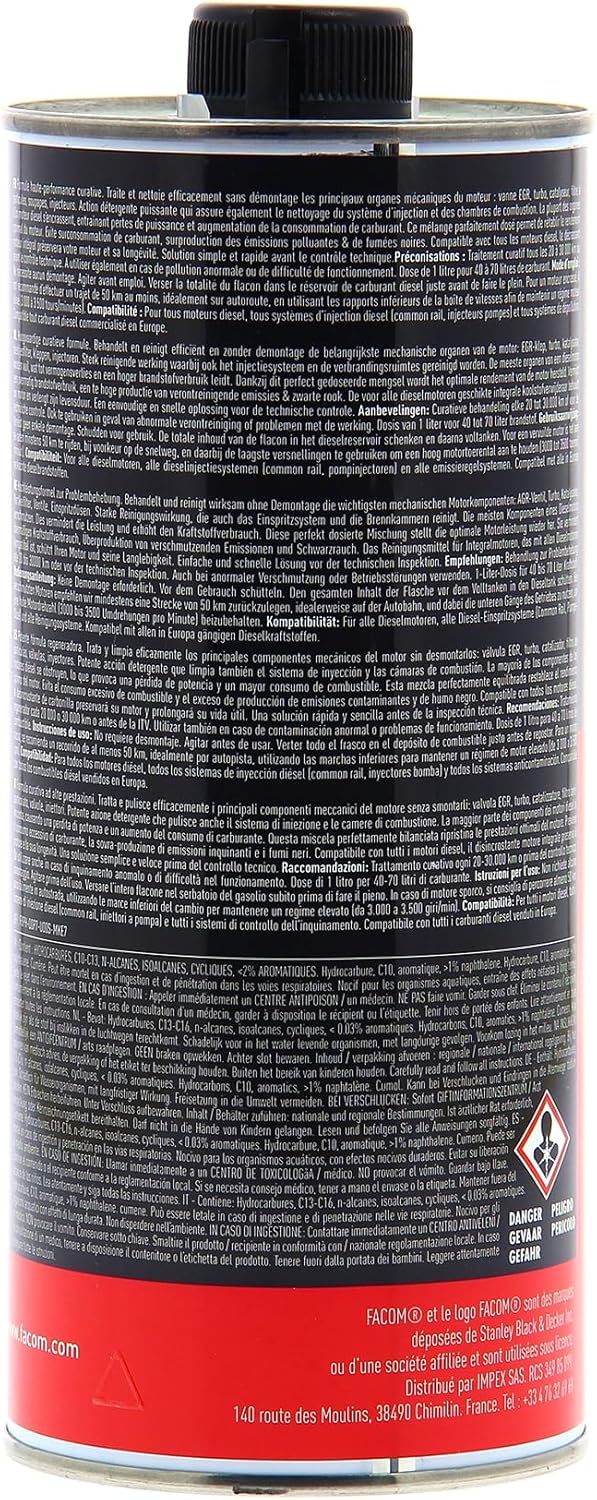 Detalle de FACOM 006025 Additivo Decarbonizzante Motore Diesel – Trattamento Curativo per EGR, Turbo, Catalizzatore e FAP (1L)