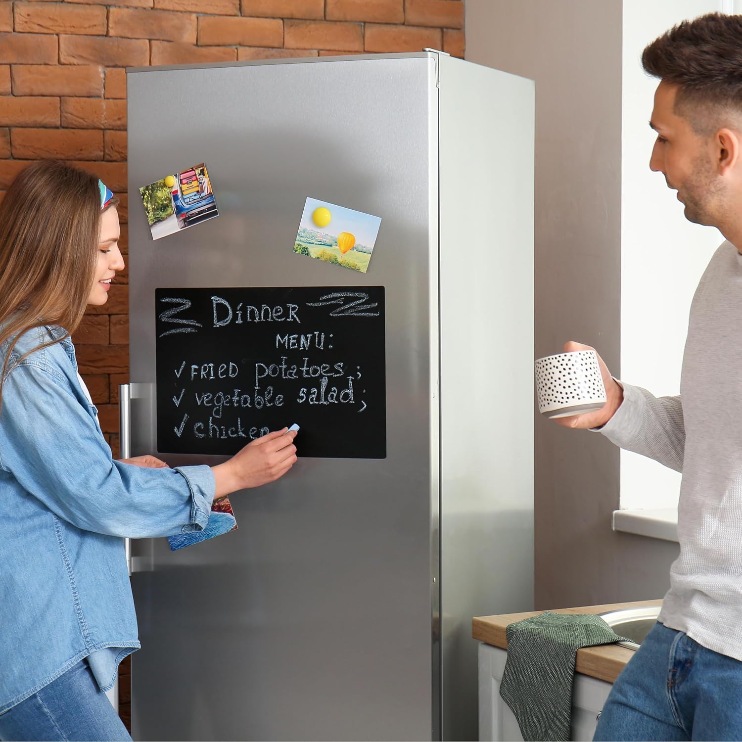 Detalle de Babenoun 0920-baiban36-48 Peel-and-Stick Magnetic Chalkboard Wallpaper, PVC