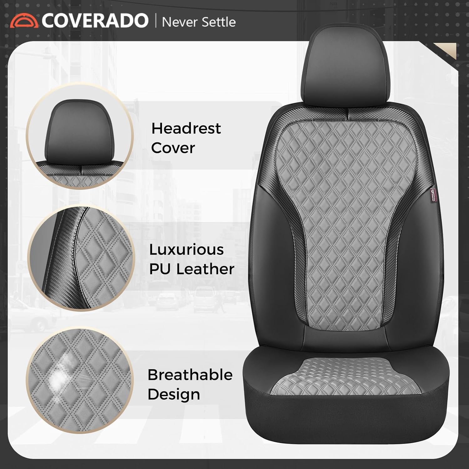 Detalle 1 de Coverado Front Seat Covers, PU Leather