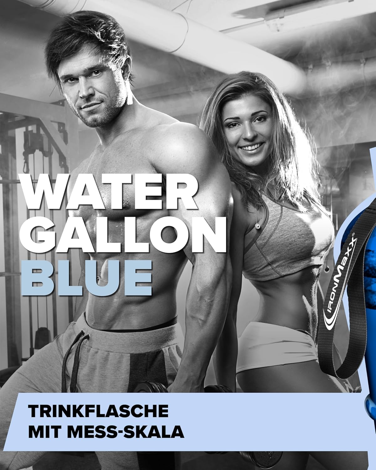 Thumbnail 1 de IronMaxx Water Gallon Blau 2200ml – BPA & DEHP frei, auslaufsicher mit Messskala