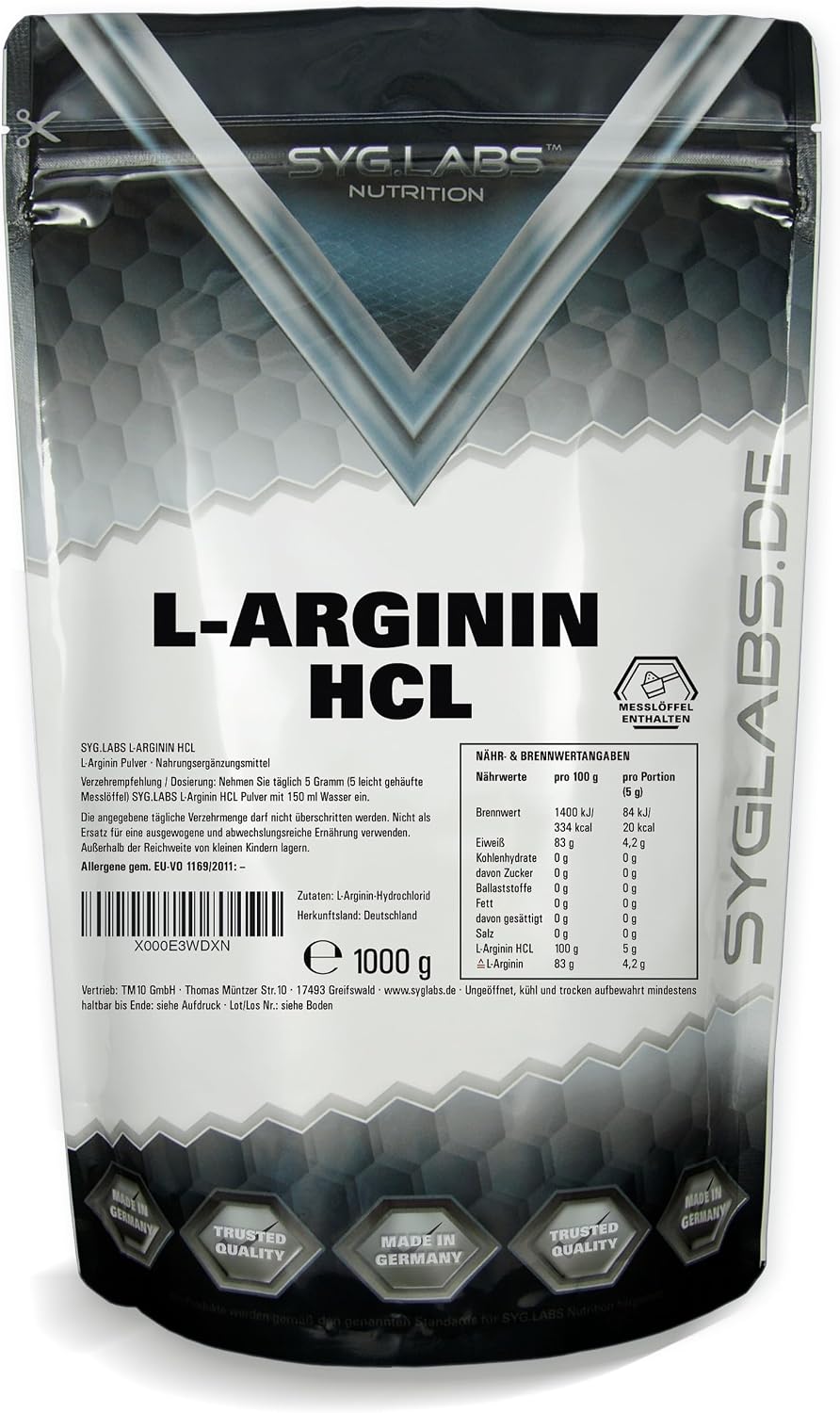 Detalle de L-Arginin HCL 1000 g Pulver đź’Š