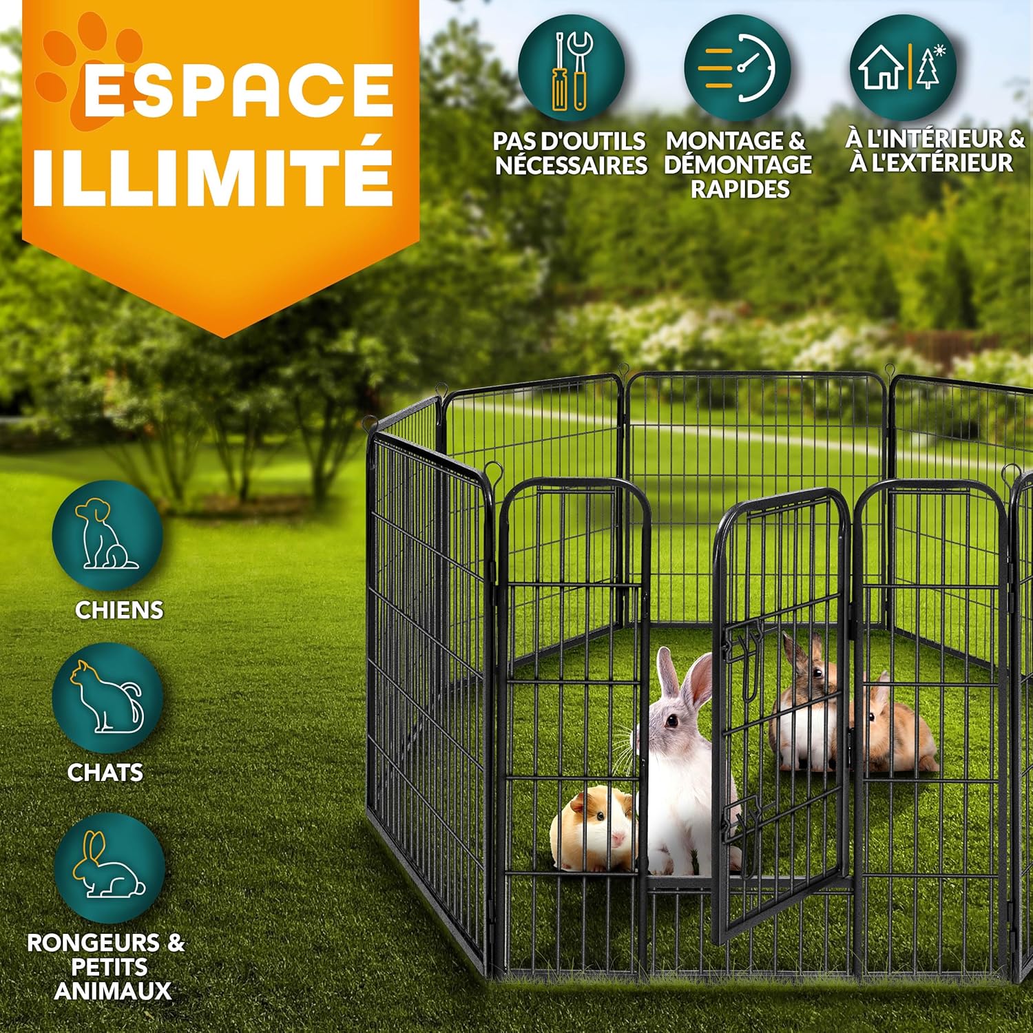 Thumbnail 5 de TRESKO Parc d'extérieur 77 x 80 cm pour chiens