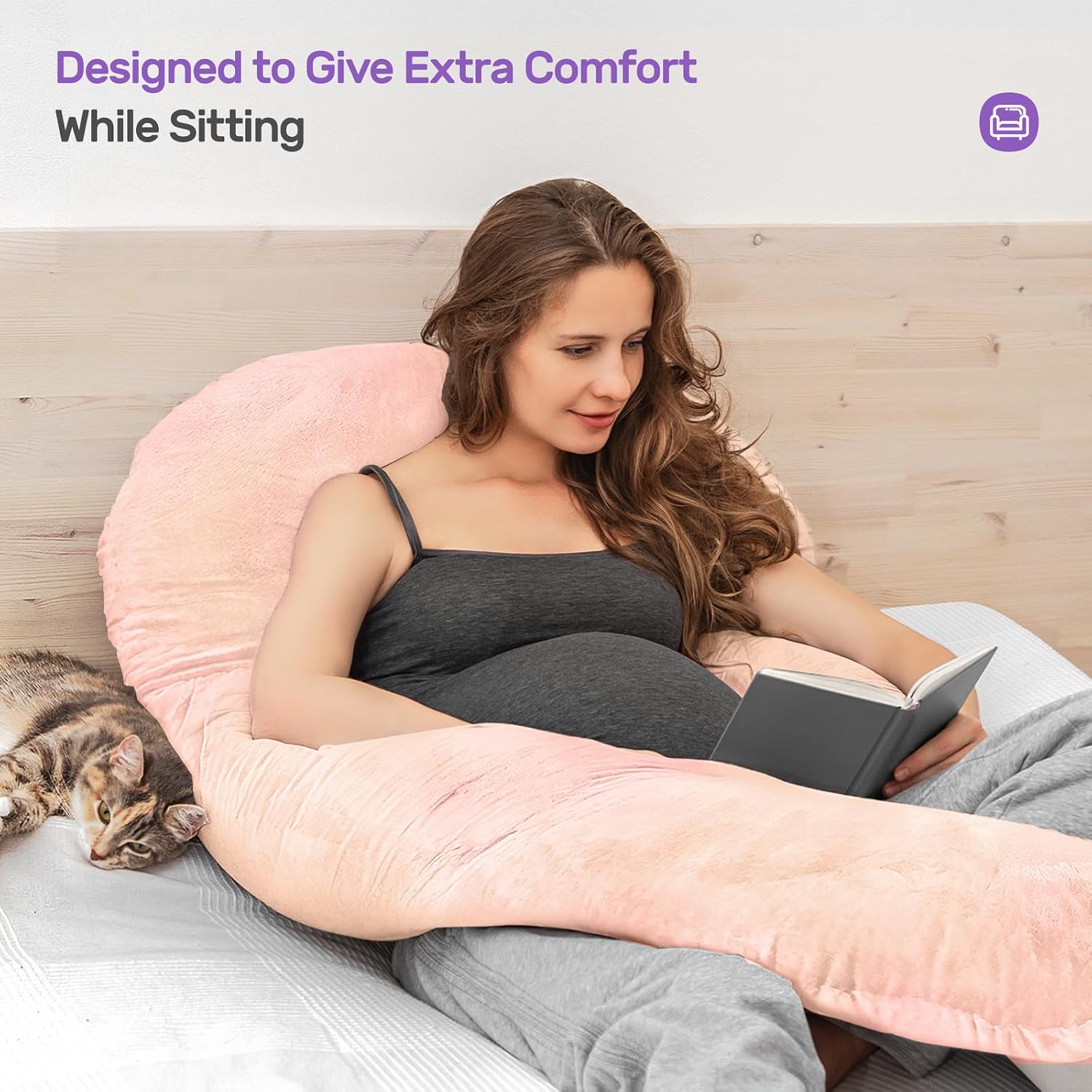 Detalle de Nuliie NEMM002AA U-Shaped Pregnancy Pillow with Washable Velvet Cover