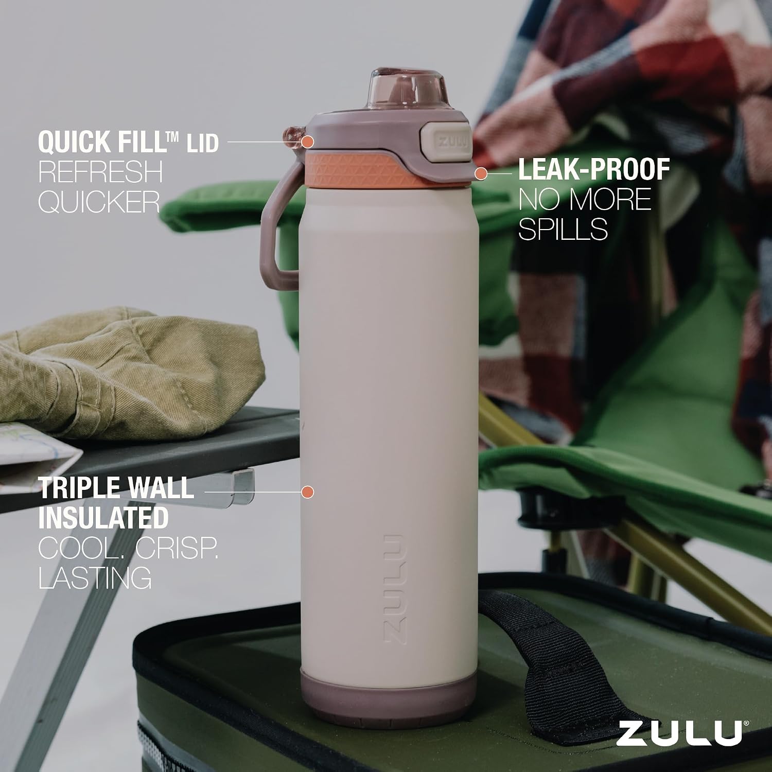 Detalle de ZULU Powerfill Pro 32oz stainless steel water bottle 🚰