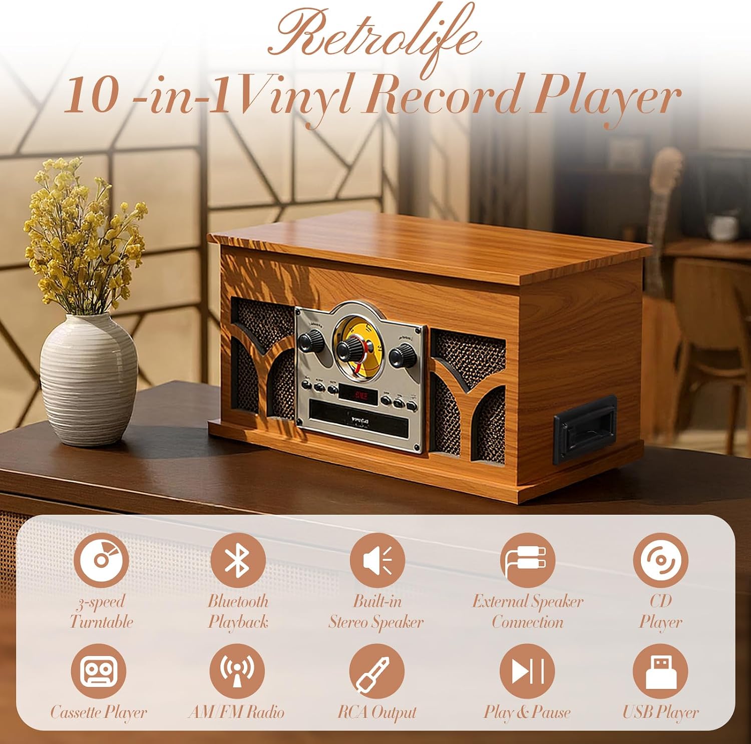 Detalle de Retrolife 10-in-1 record player