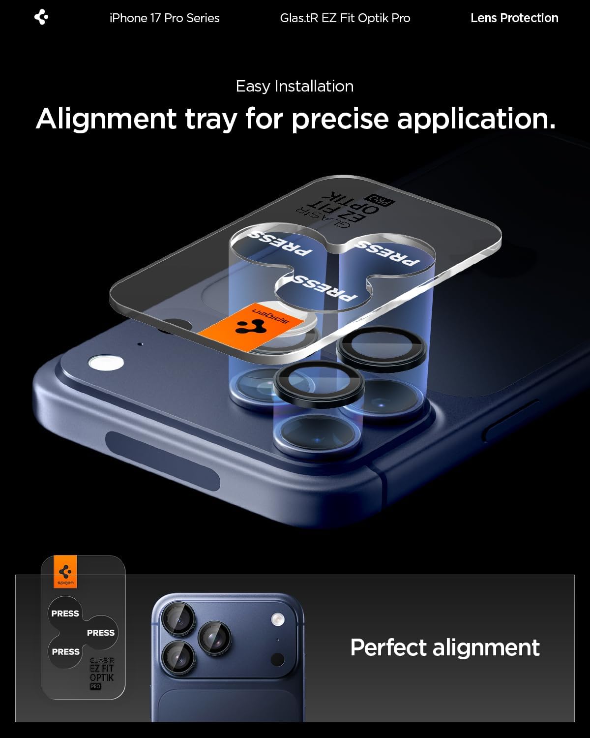 Thumbnail 3 de Spigen Glas.tR EZ Fit Optik Pro Protection caméra pour iPhone (2 pièces) – Bleu intense