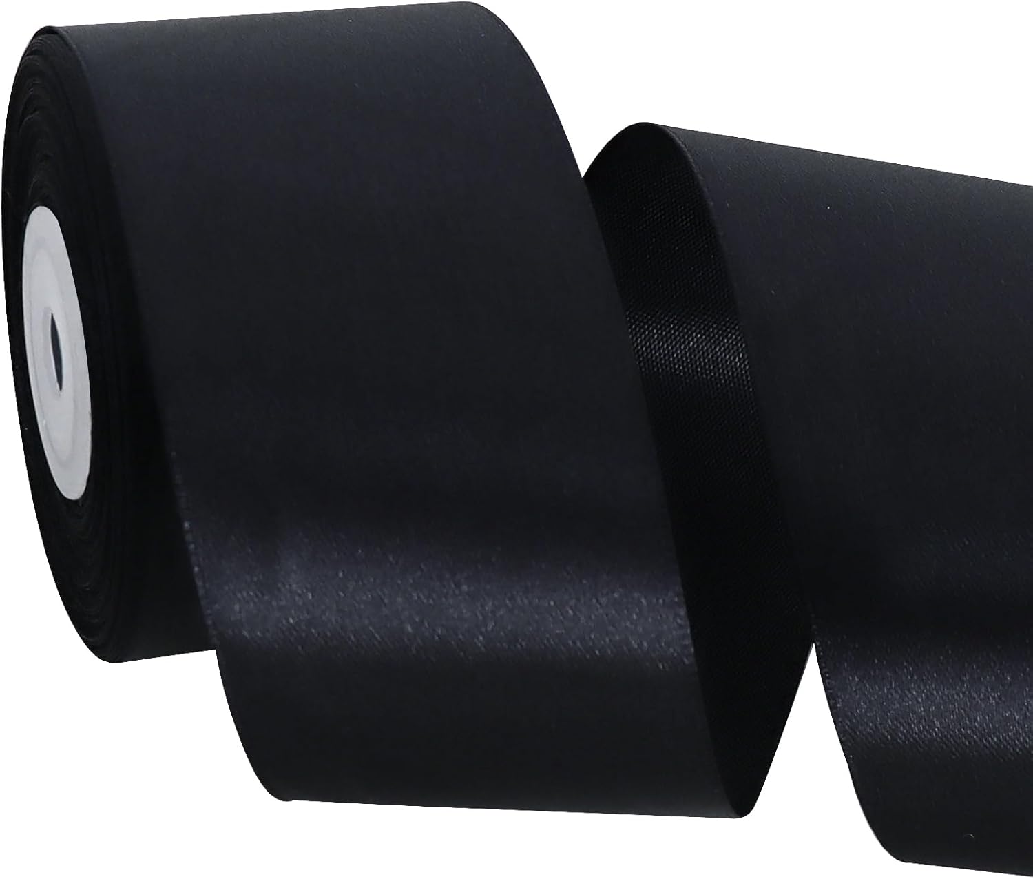 TONIFUL breites schwarzes Satinband (5,1 cm x 22,8 m) – einseitig glänzend, für Deko, Schleifen und Geschenkverpackung