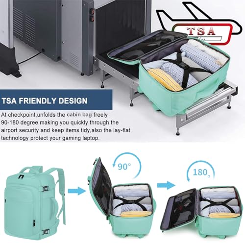 Thumbnail 6 de ENZOSUM Mochila de cabina 40x20x25 para avión (Ryanair) 20L con compartimento para portátil de 14 pulgadas, verde